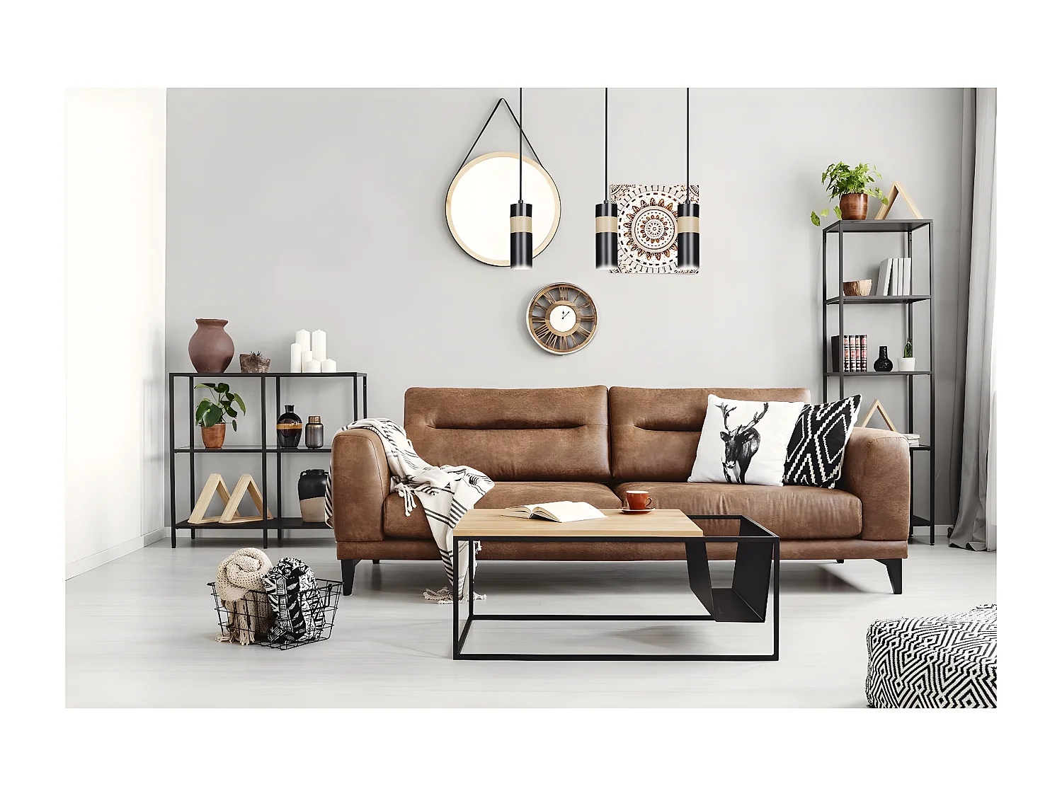 Suspension Akari, Noir, 60x100x6 cm, EPIKASA