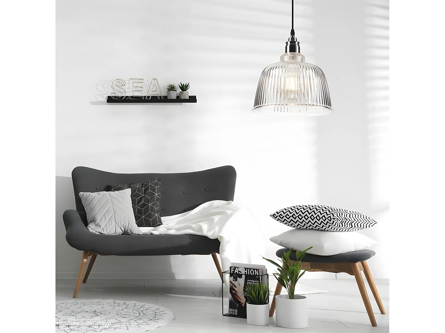 Suspension Asta, Argent, 28x28x81 cm, Seven Design