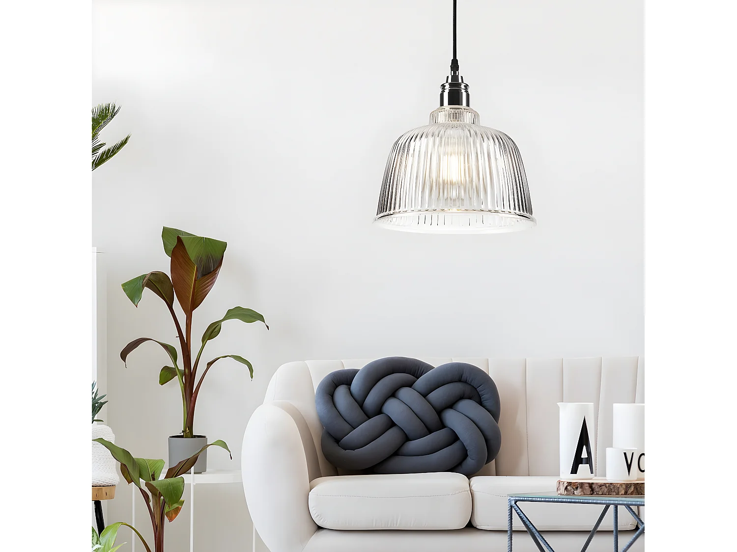 Suspension Asta, Argent, 28x28x81 cm, Seven Design