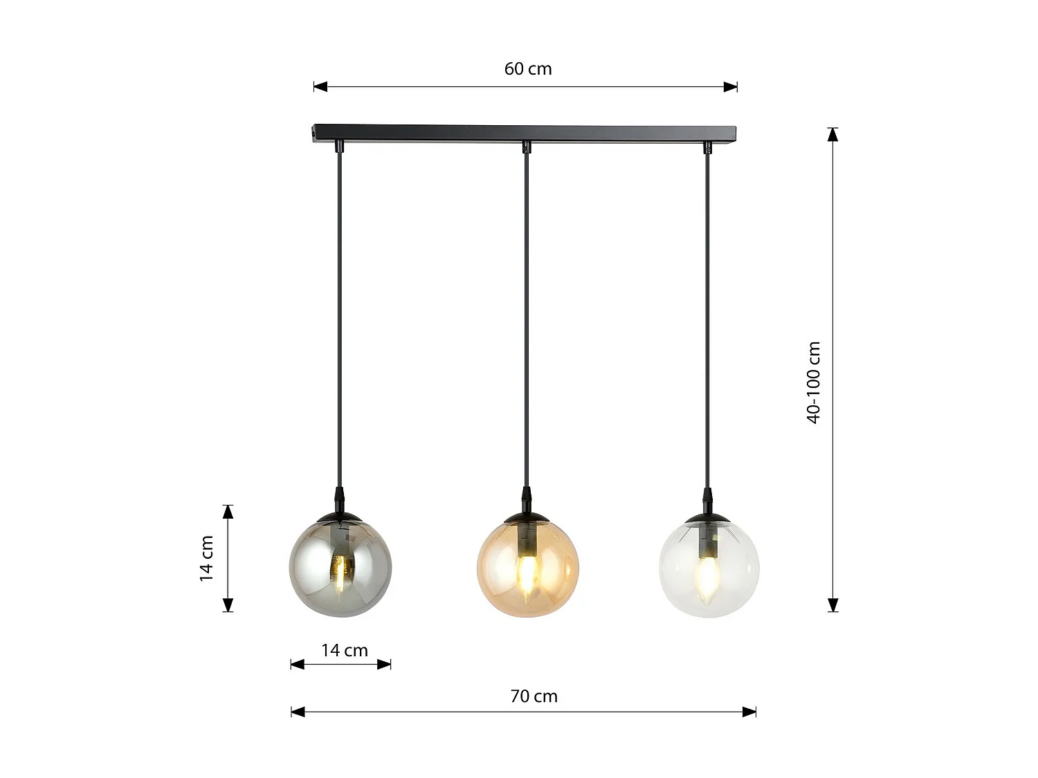 Suspension Cosmo, Noir, 70x100x14 cm, Seven Design