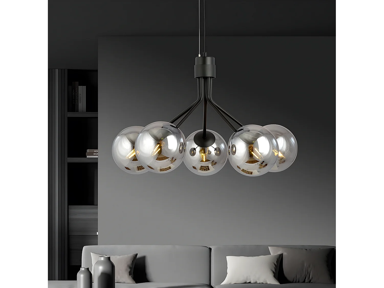 Hanglamp Nova, Grijs, 57x100x46 cm, Seven Design