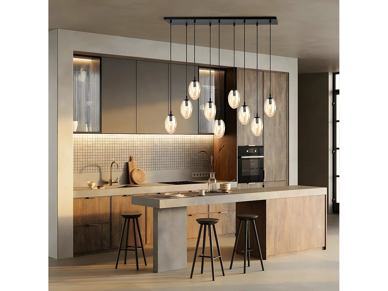 Candeeiro Suspenso Astral, Âmbar, 100x100x22 cm, Seven Design