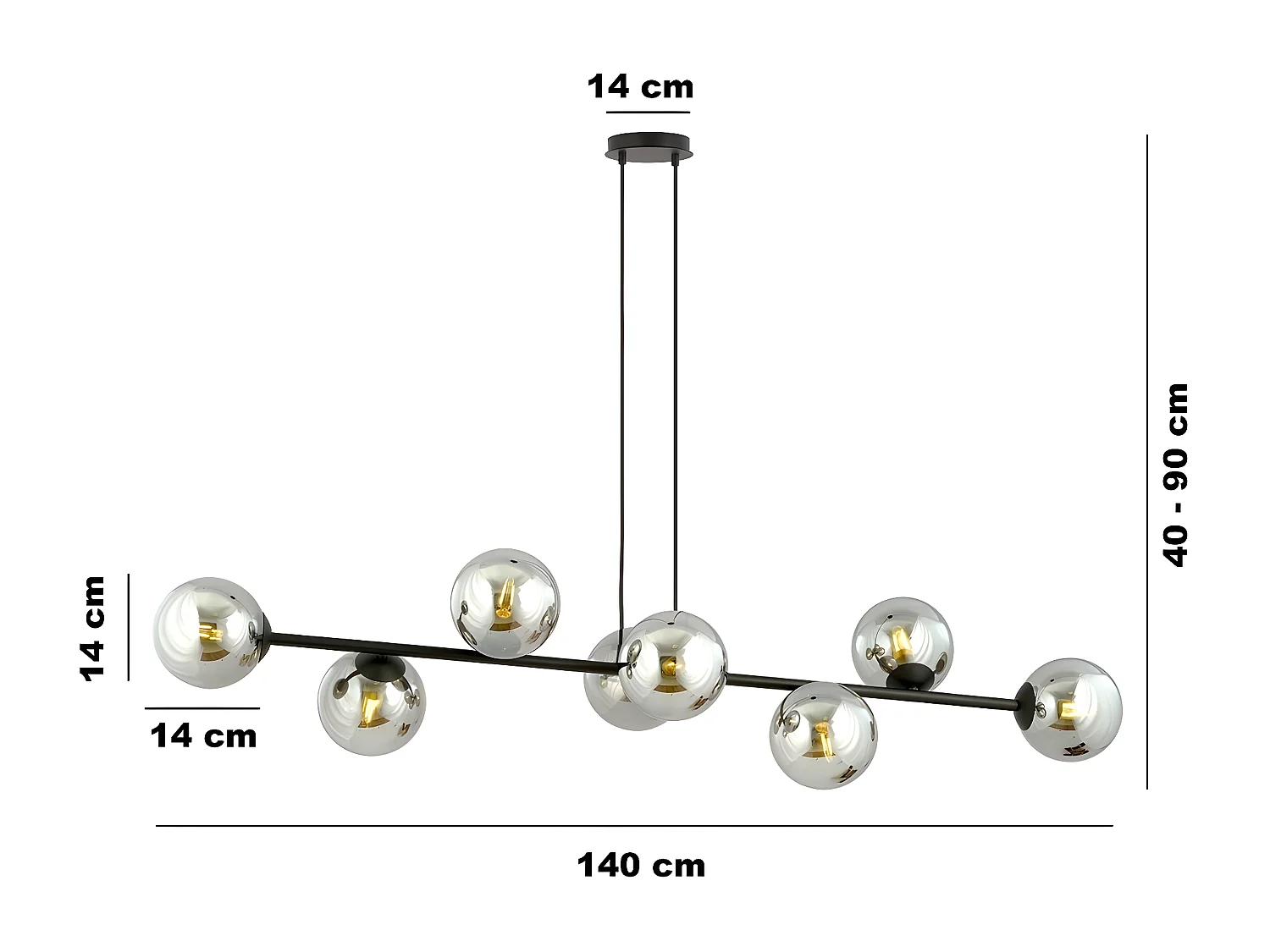 Suspension Rossi, Noir, 130x100x30 cm, Seven Design