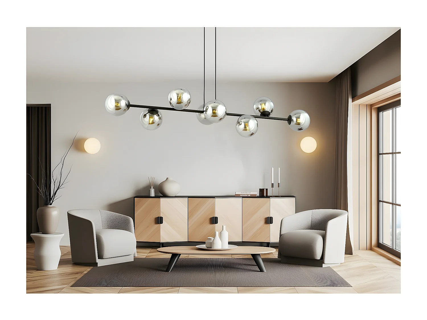 Suspension Rossi, Noir, 130x100x30 cm, Seven Design