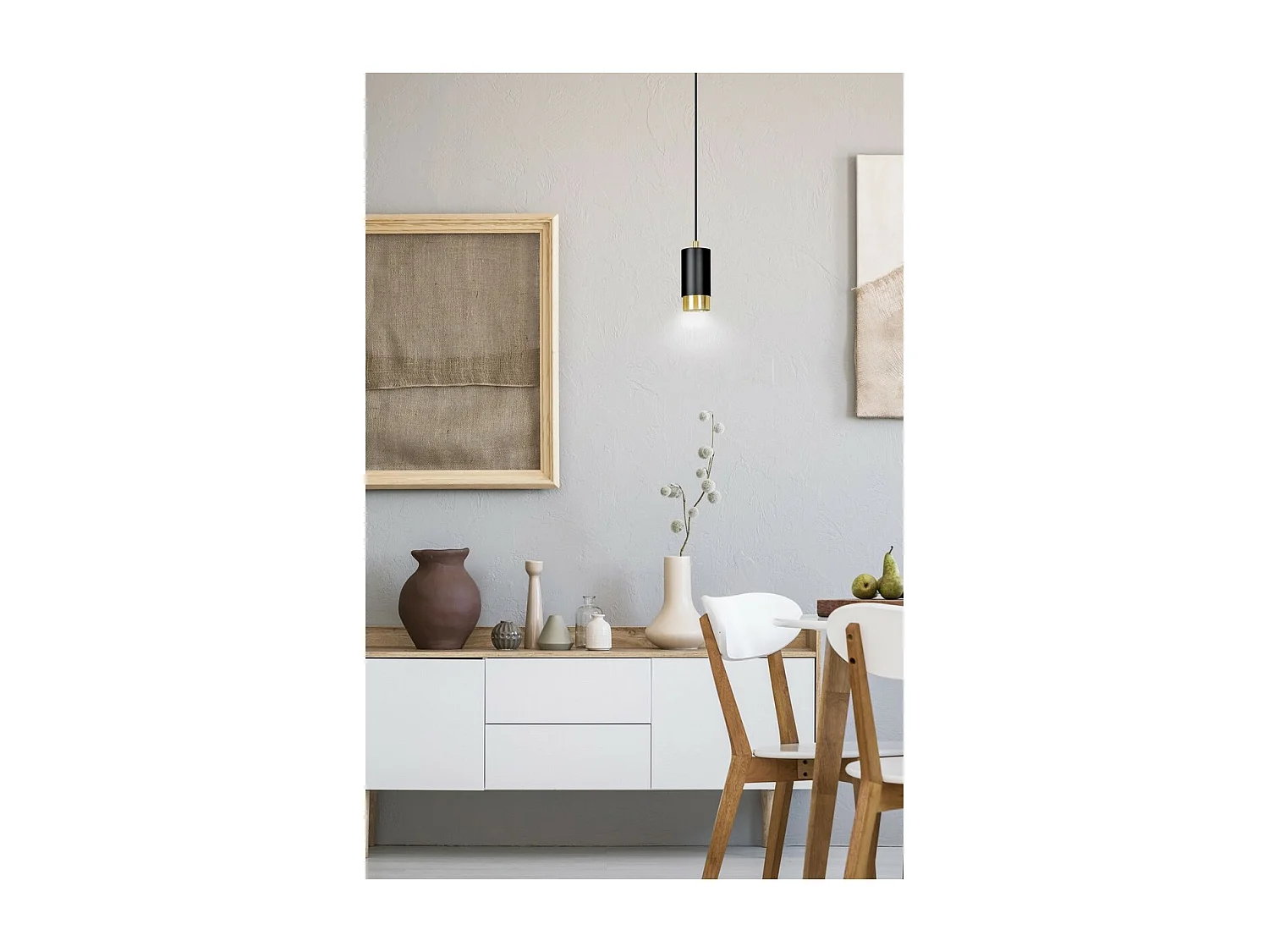 Candeeiro Suspenso Fumiko 3, Preto, 8x100x8 cm, Seven Design