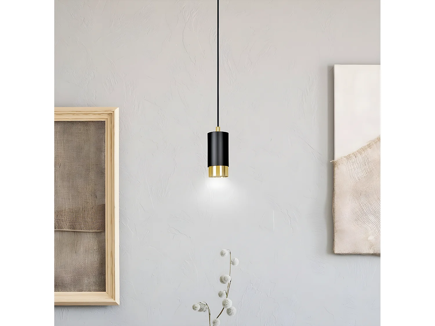 Candeeiro Suspenso Fumiko 3, Preto, 8x100x8 cm, Seven Design