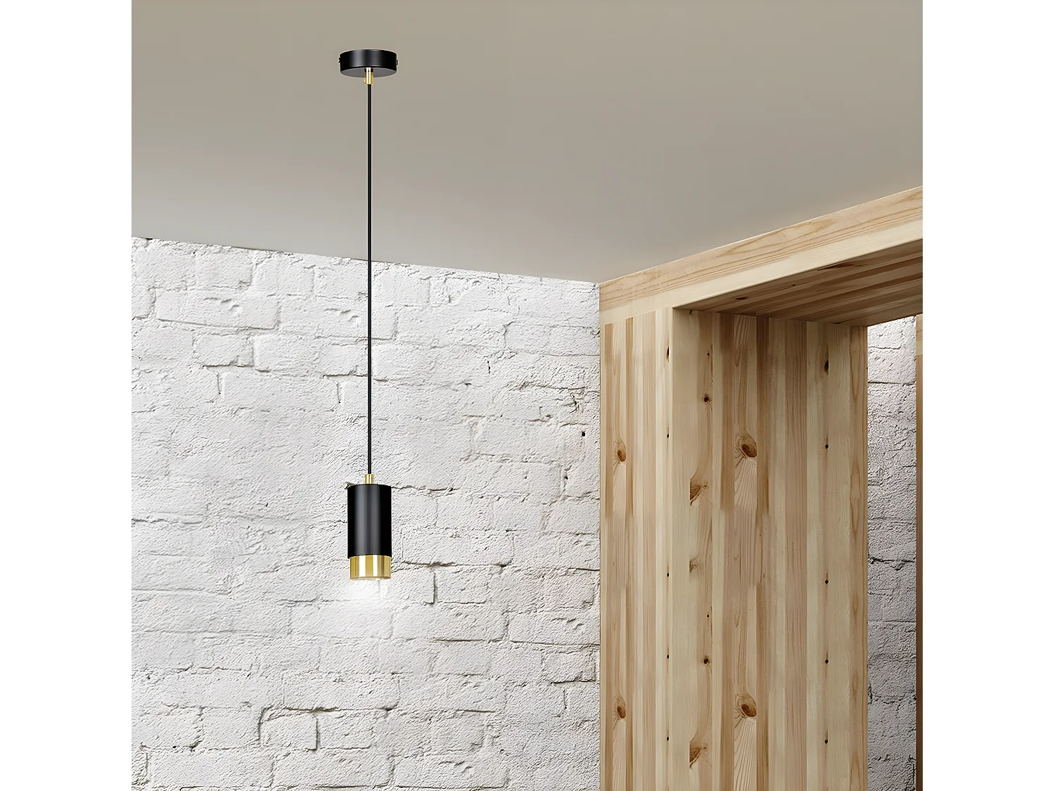 Candeeiro Suspenso Fumiko 3, Preto, 8x100x8 cm, Seven Design