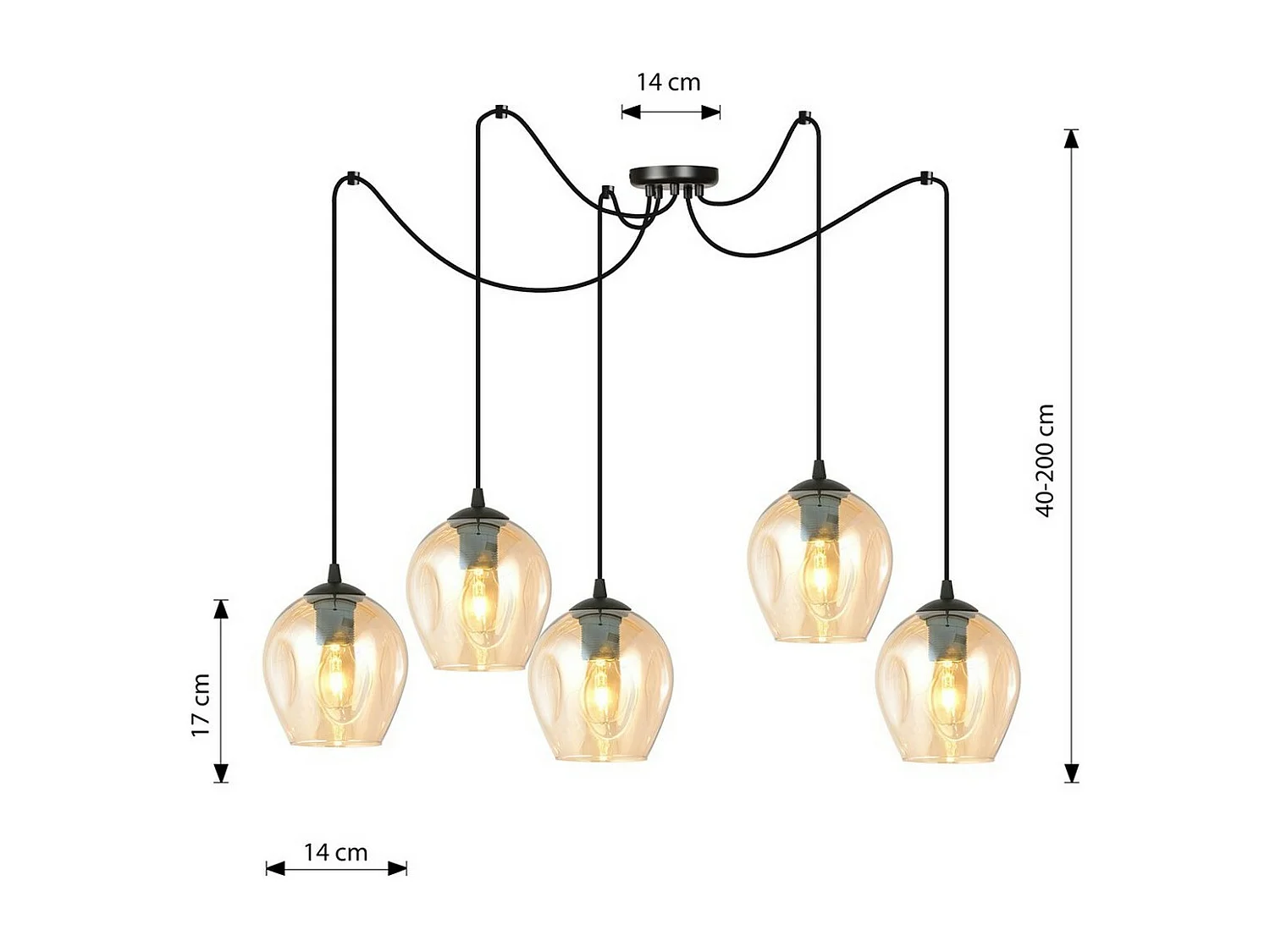 Candeeiro Suspenso Level, Âmbar, 14x200x70 cm, EPIKASA