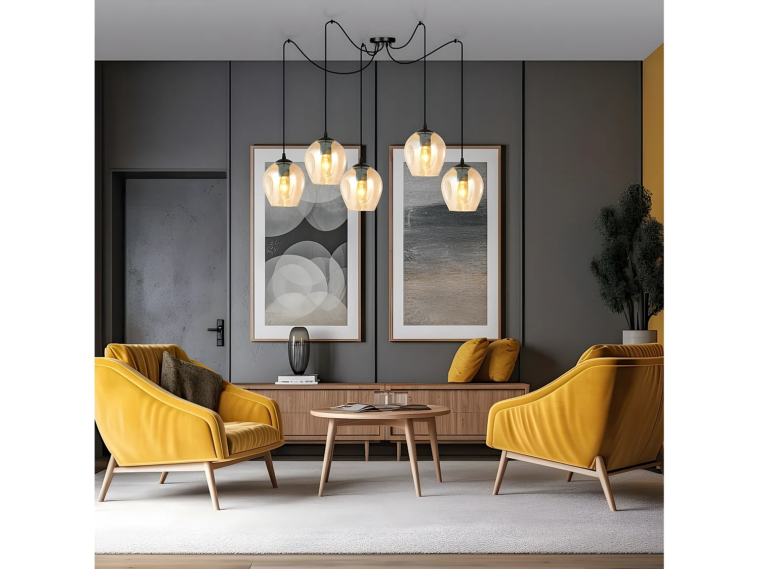 Candeeiro Suspenso Level, Âmbar, 14x200x70 cm, EPIKASA