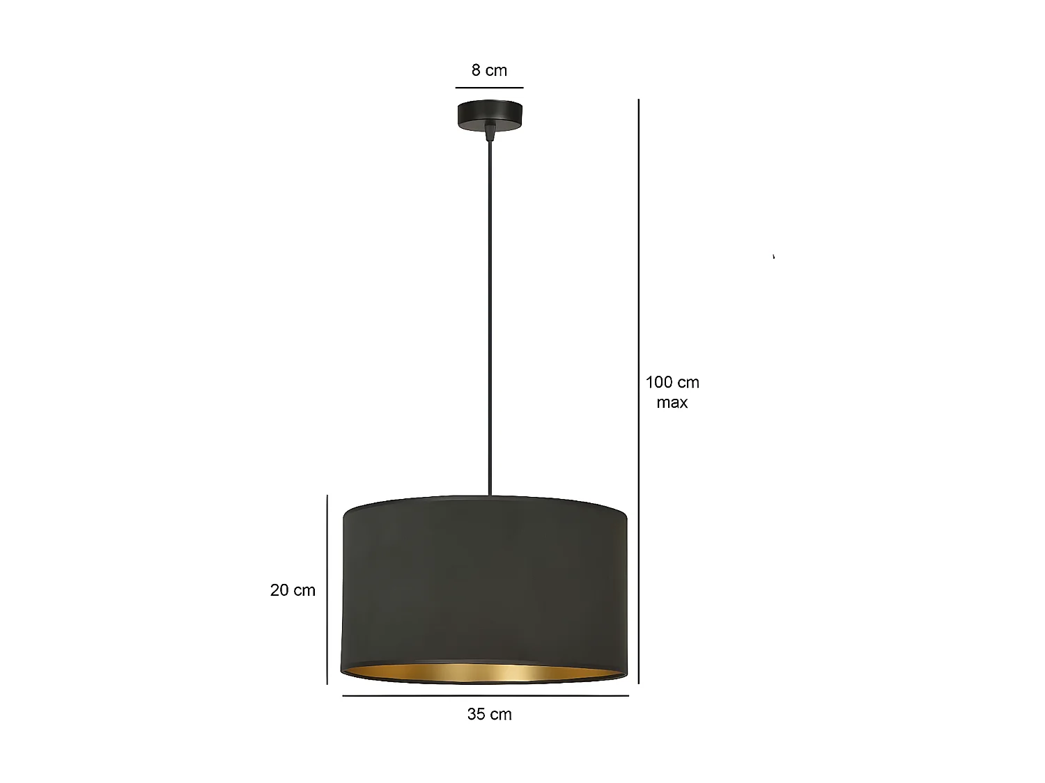 Hanglamp Hilde, Zwart, 35x100x35 cm, Seven Design