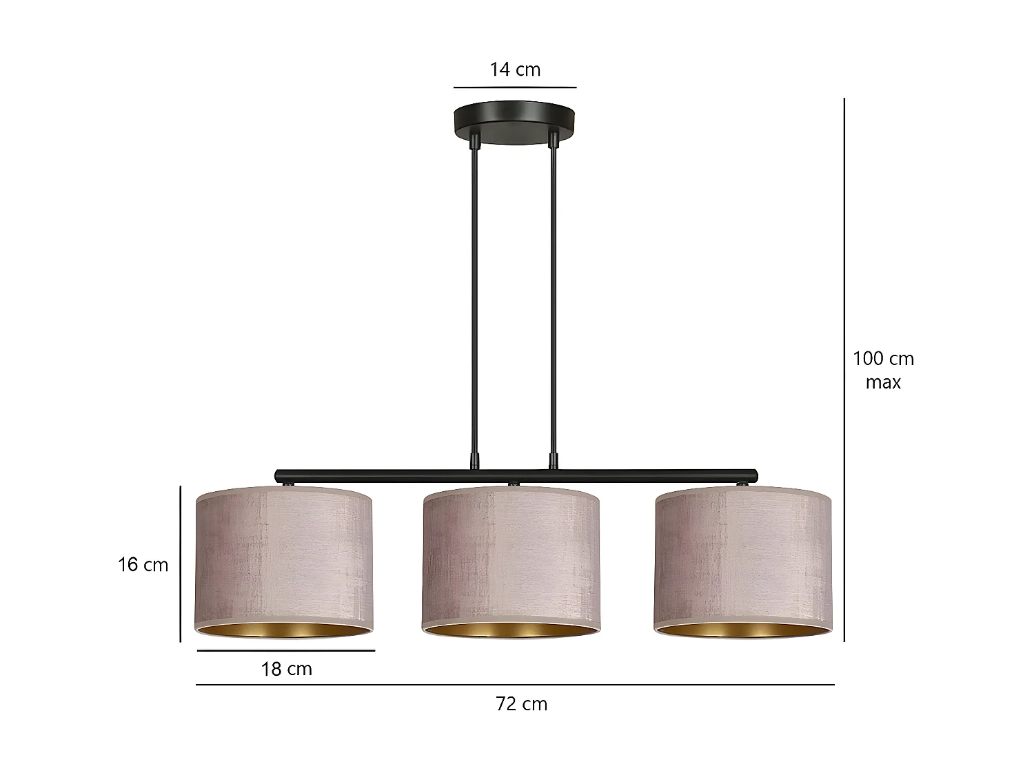 Suspension Hilde, Rose, 72x100x18 cm, EPIKASA