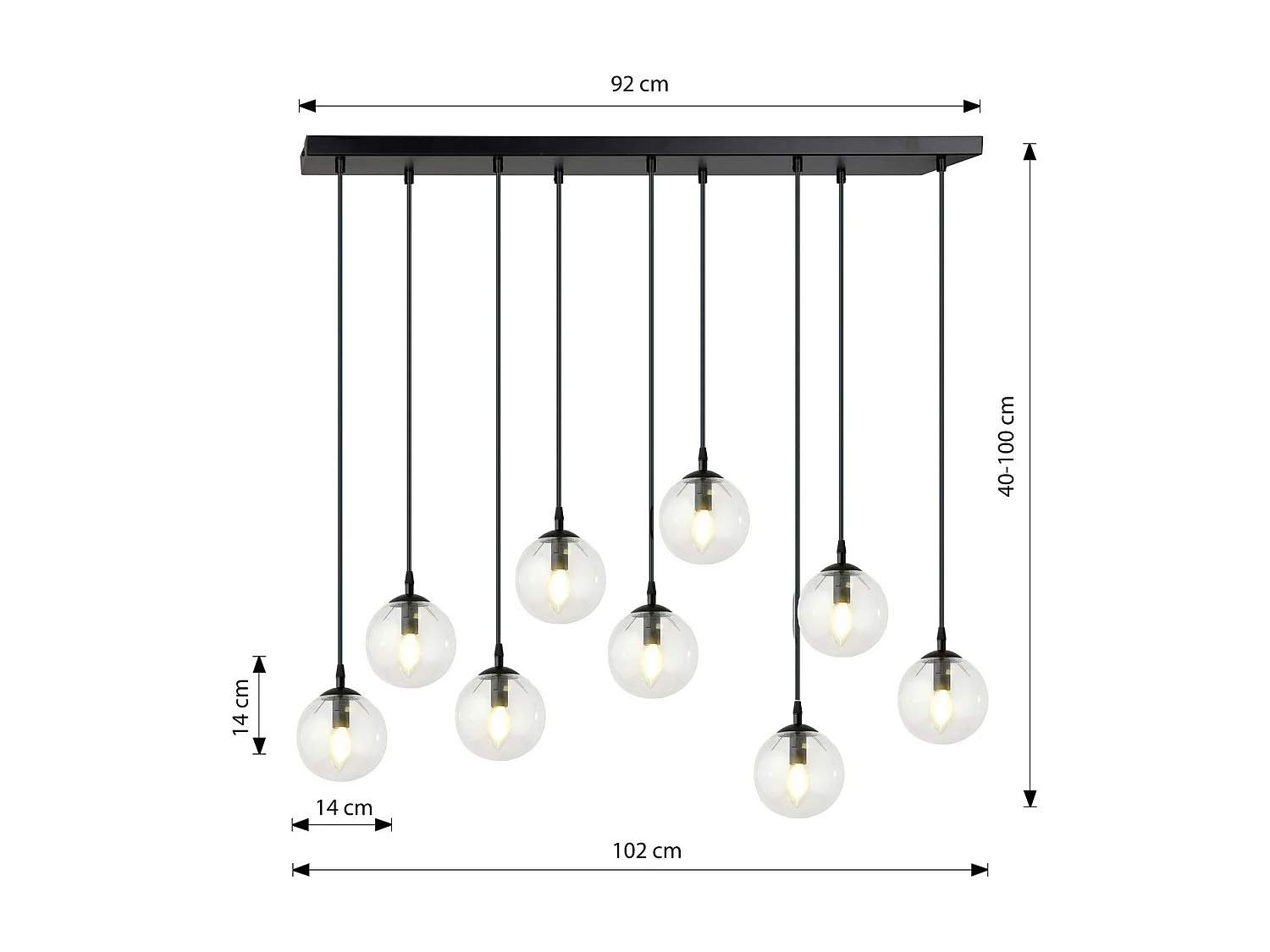 Suspension Cosmo 11, Noir, 104x120x22 cm, Seven Design