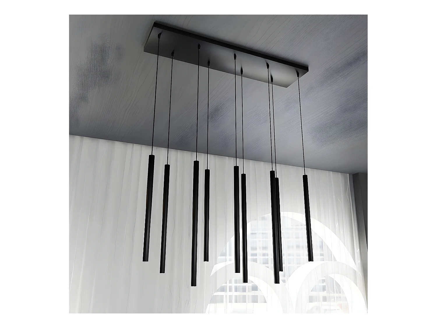 Lampada a Sospensione Selter, Nero, 92x120x22 cm, EPIKASA