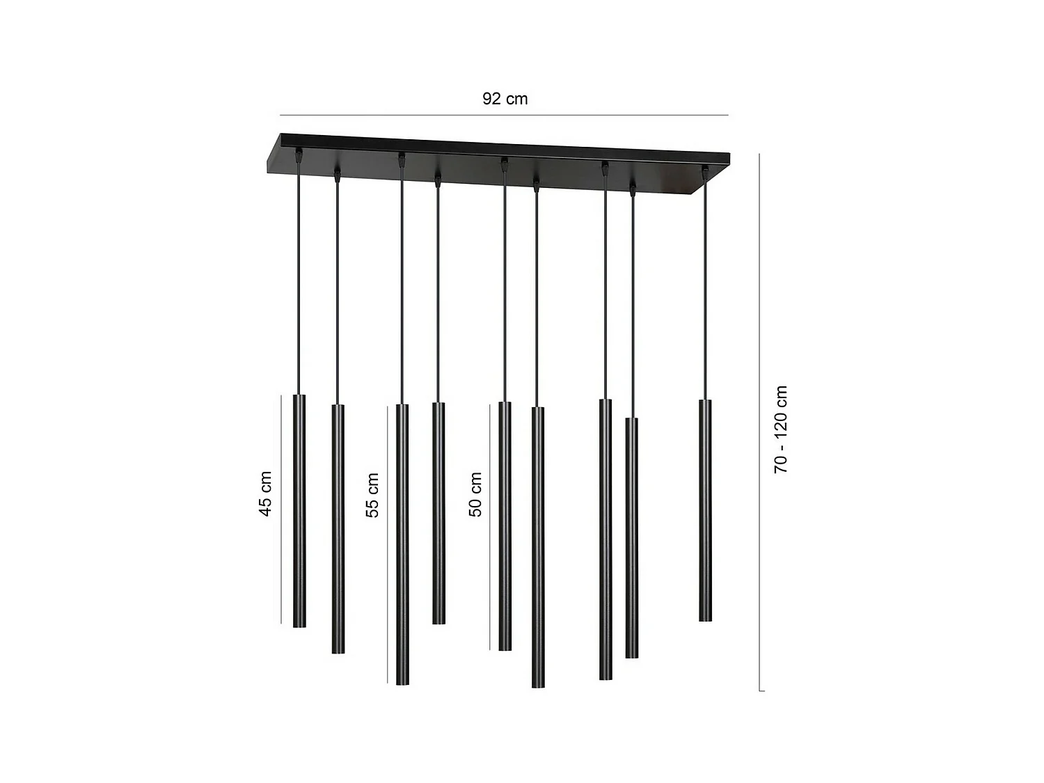 Lampada a Sospensione Selter, Nero, 92x120x22 cm, EPIKASA