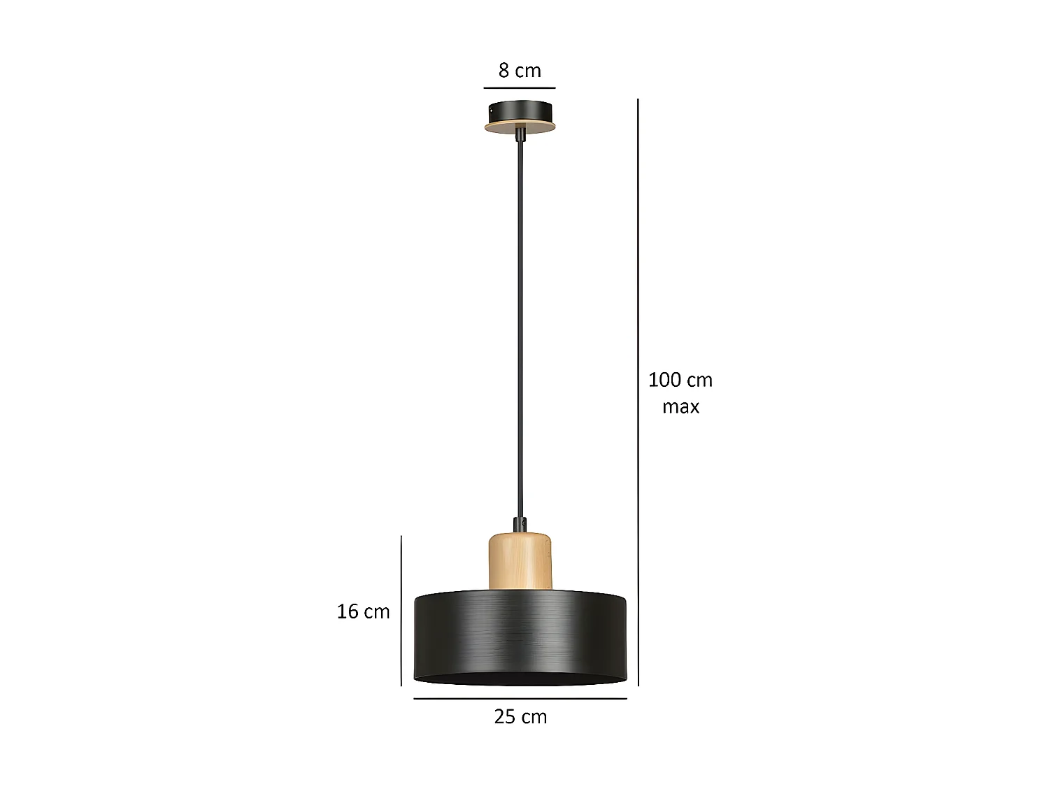 Hanglamp Torin, Zwart, 25x100x25 cm, Seven Design