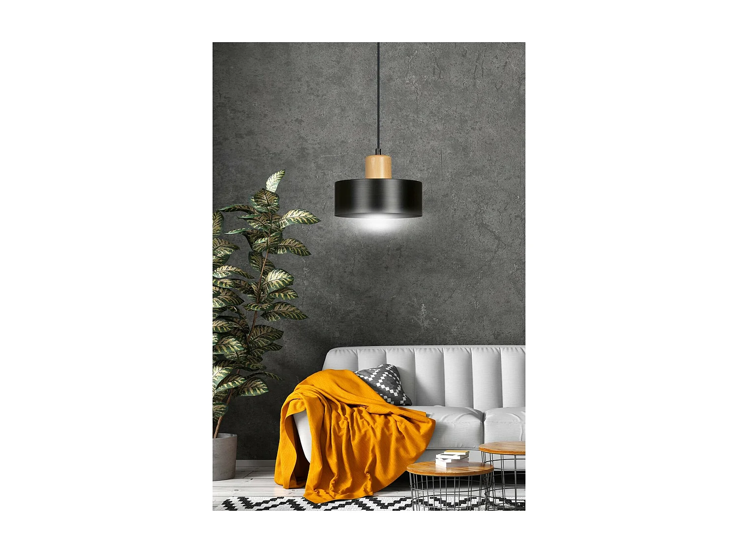 Hanglamp Torin, Zwart, 25x100x25 cm, Seven Design