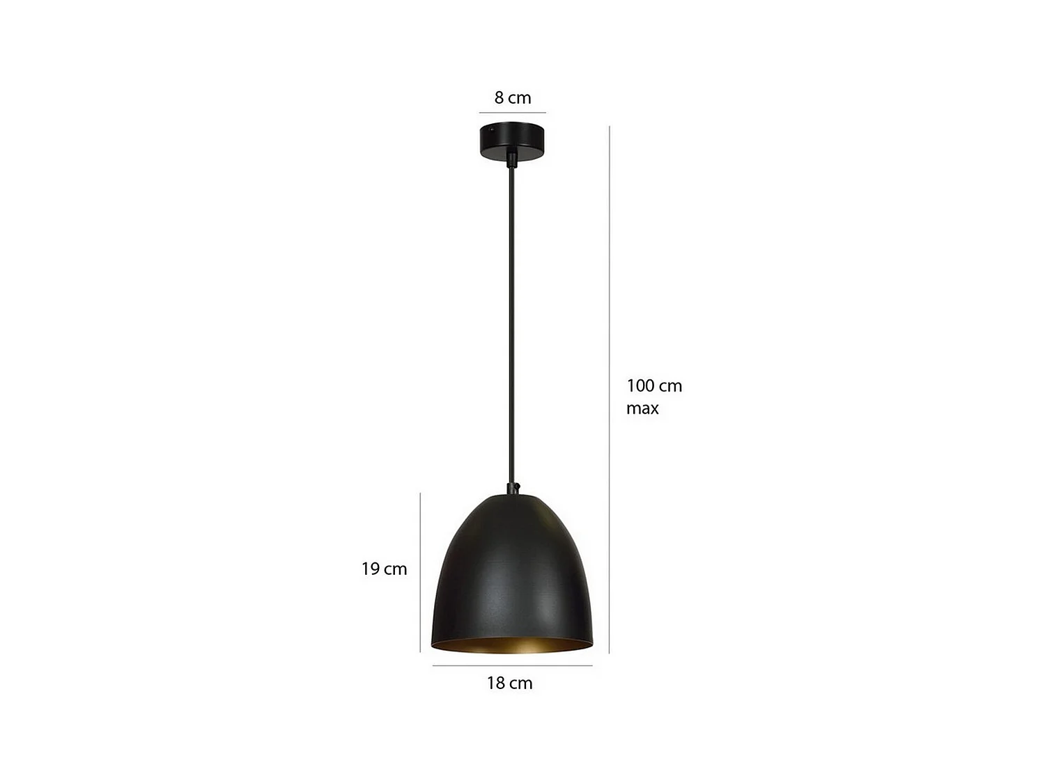Lampada a Sospensione Lenox, Nero, 20x80x18 cm, EPIKASA