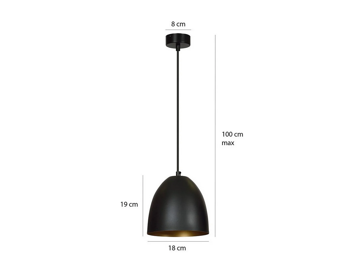 Hanglamp Lenox 3, Zwart, 20x80x18 cm, Seven Design