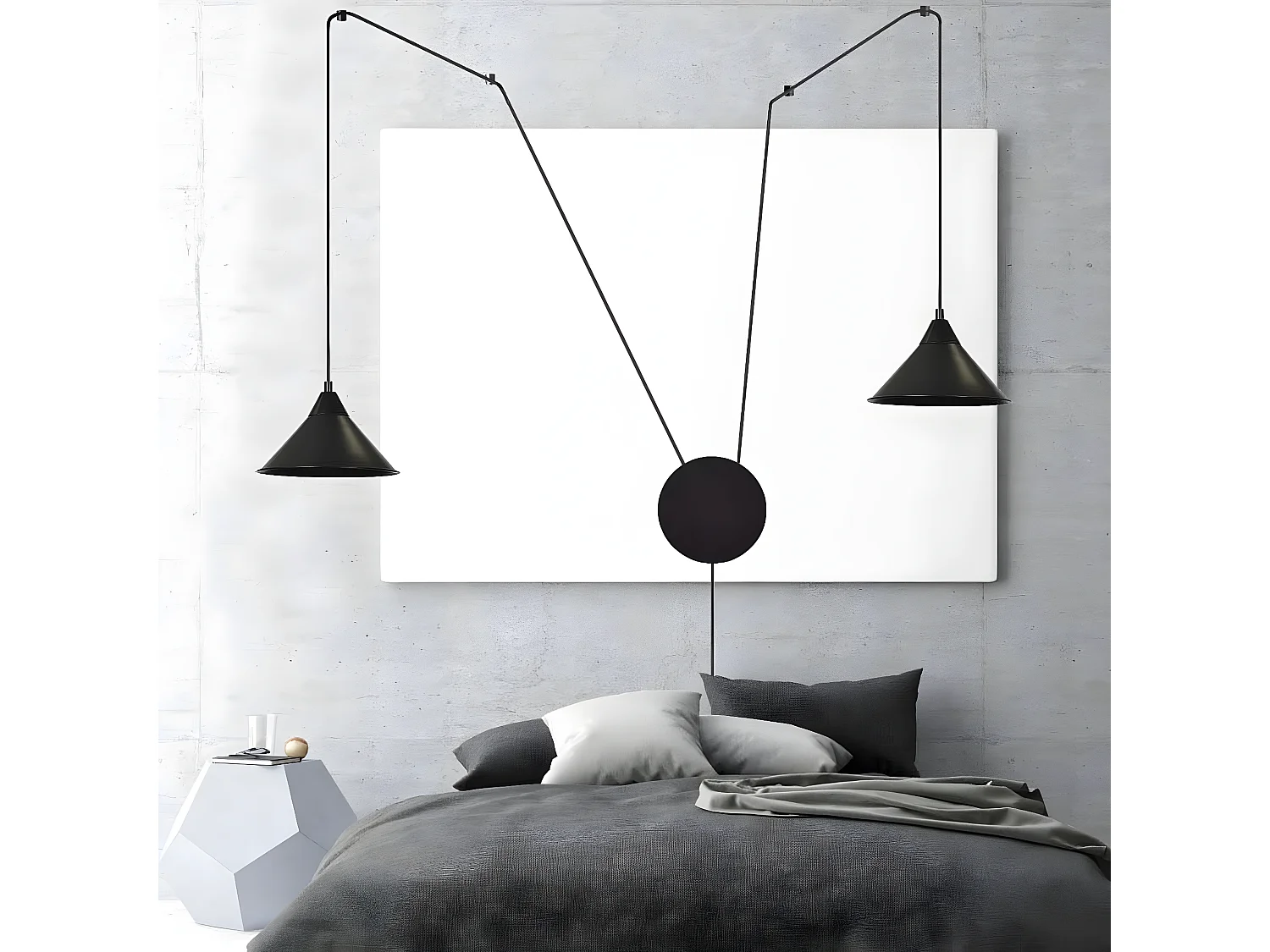 Lámpara de Suspensión Abramo 1, Negro, 400x400x60 cm, Seven Design