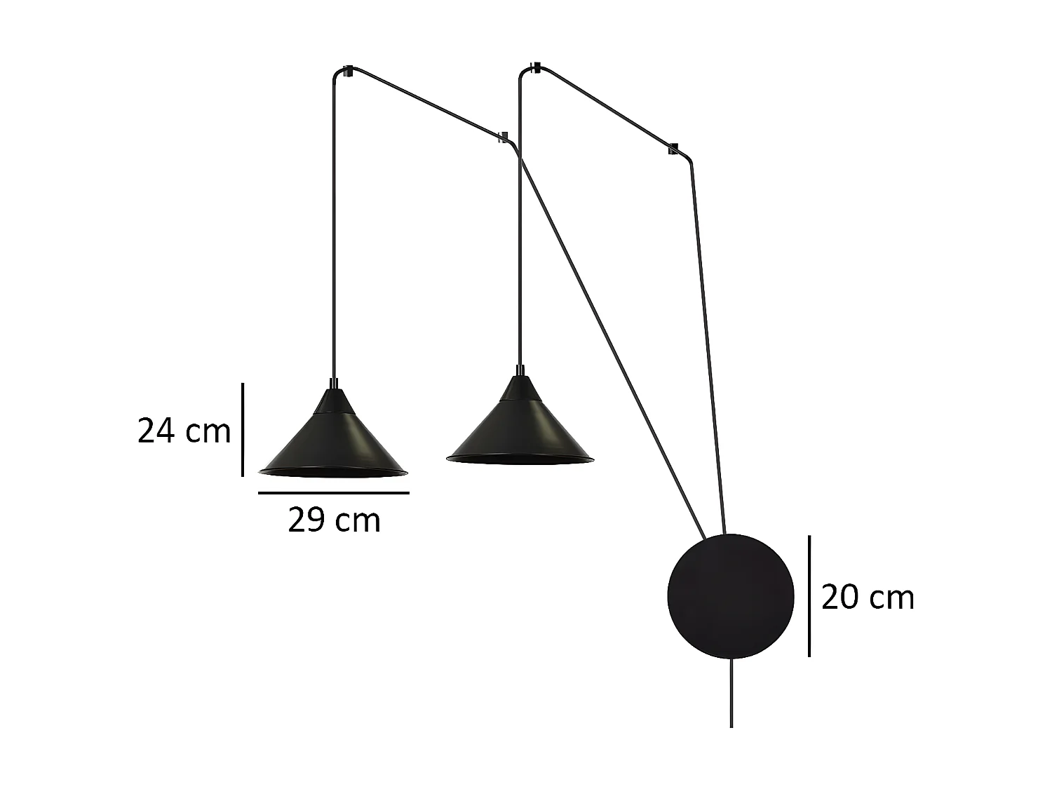 Lámpara de Suspensión Abramo 1, Negro, 400x400x60 cm, Seven Design
