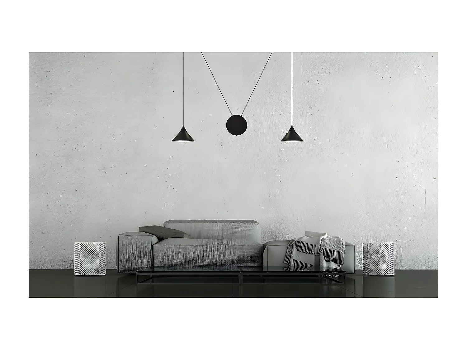 Lámpara de Suspensión Abramo 1, Negro, 400x400x60 cm, Seven Design