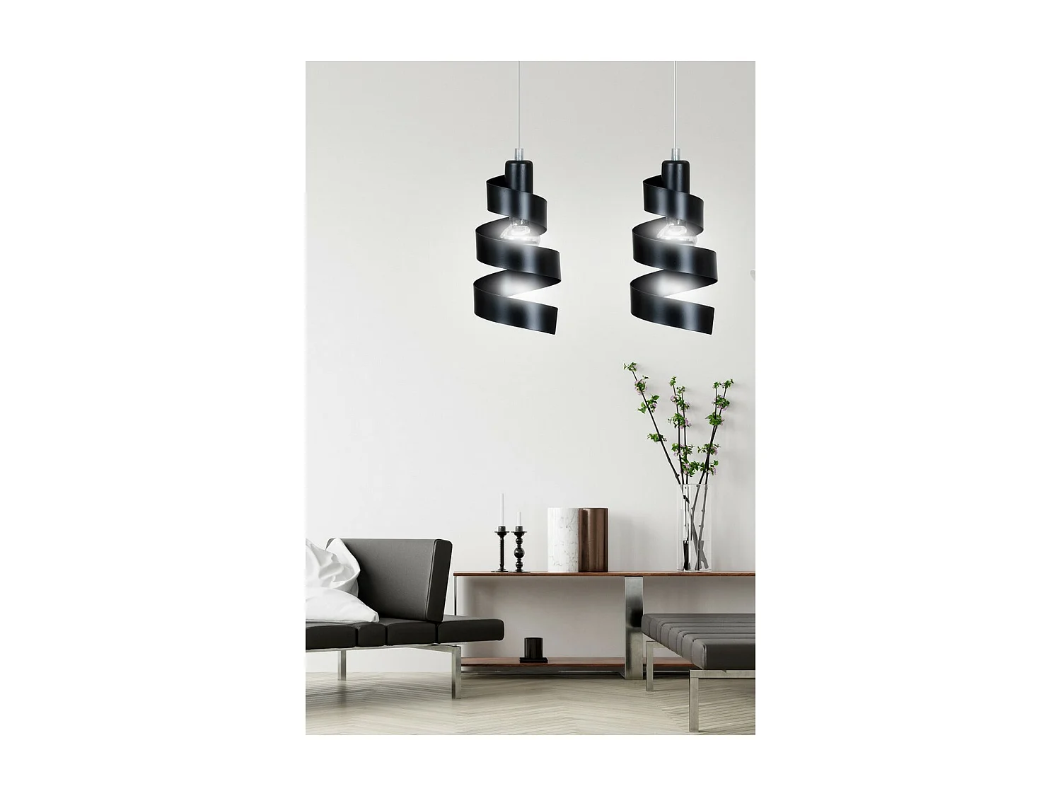 Lampada a Sospensione Saga, Nero, 40x100x14 cm, Seven Design