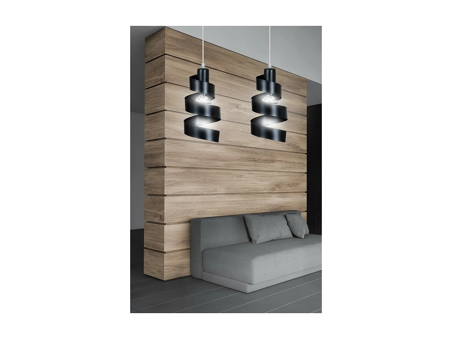 Lampada a Sospensione Saga, Nero, 40x100x14 cm, Seven Design