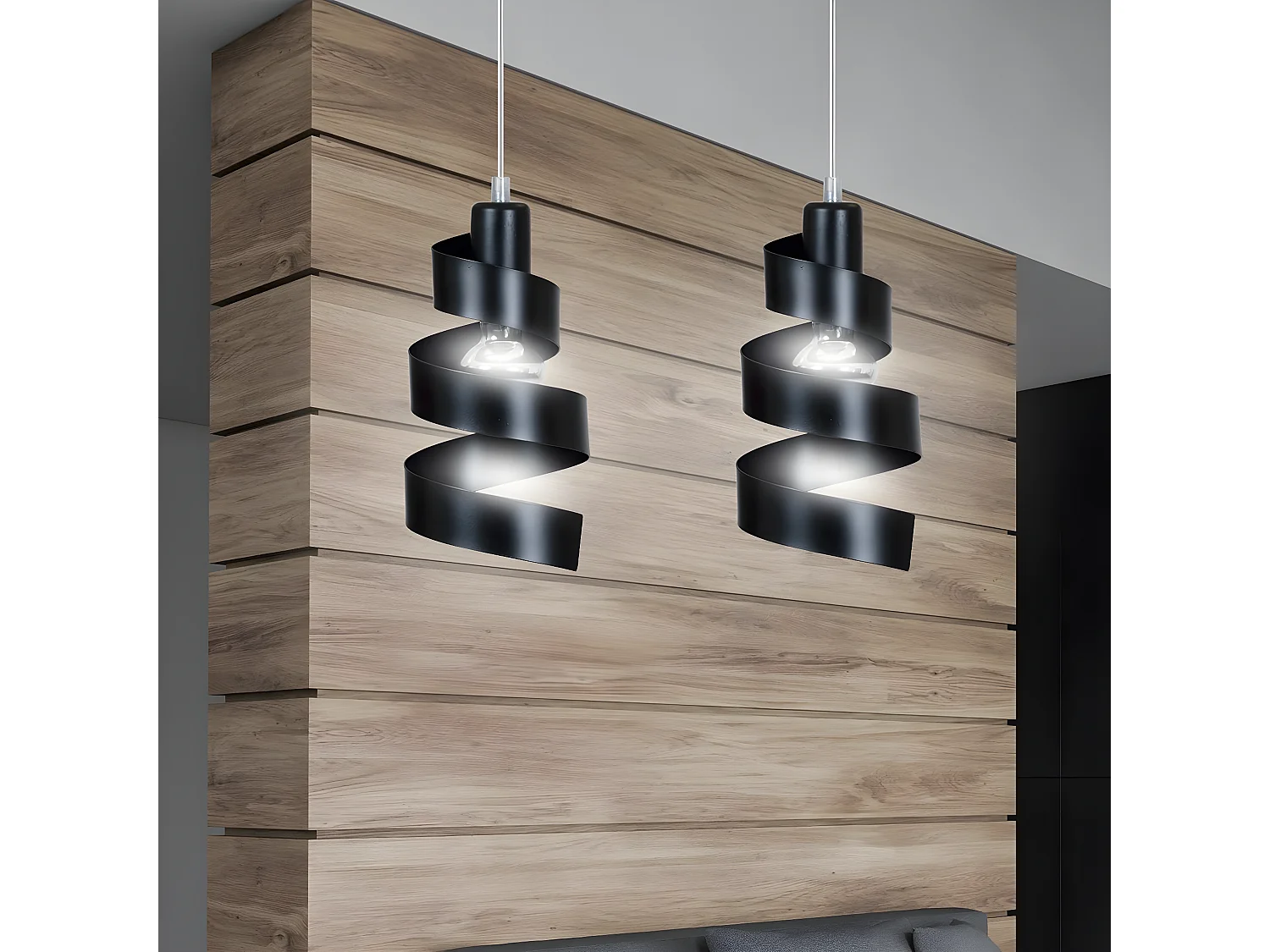 Lampada a Sospensione Saga, Nero, 40x100x14 cm, Seven Design