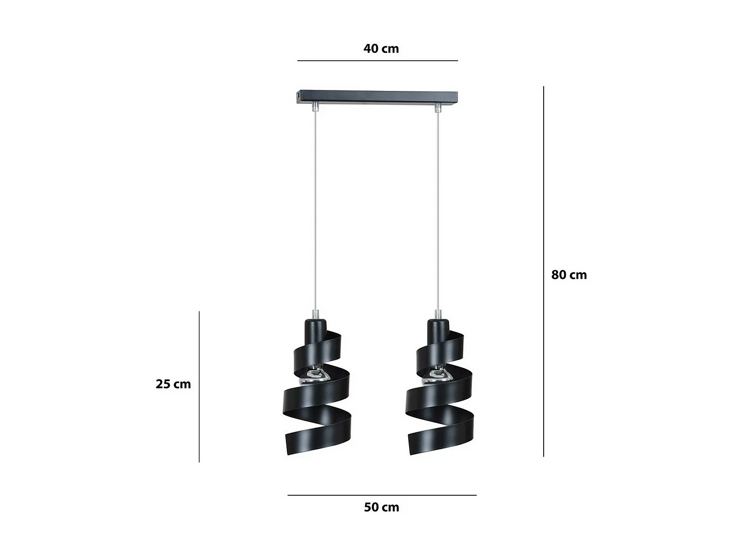 Lampada a Sospensione Saga, Nero, 40x100x14 cm, Seven Design