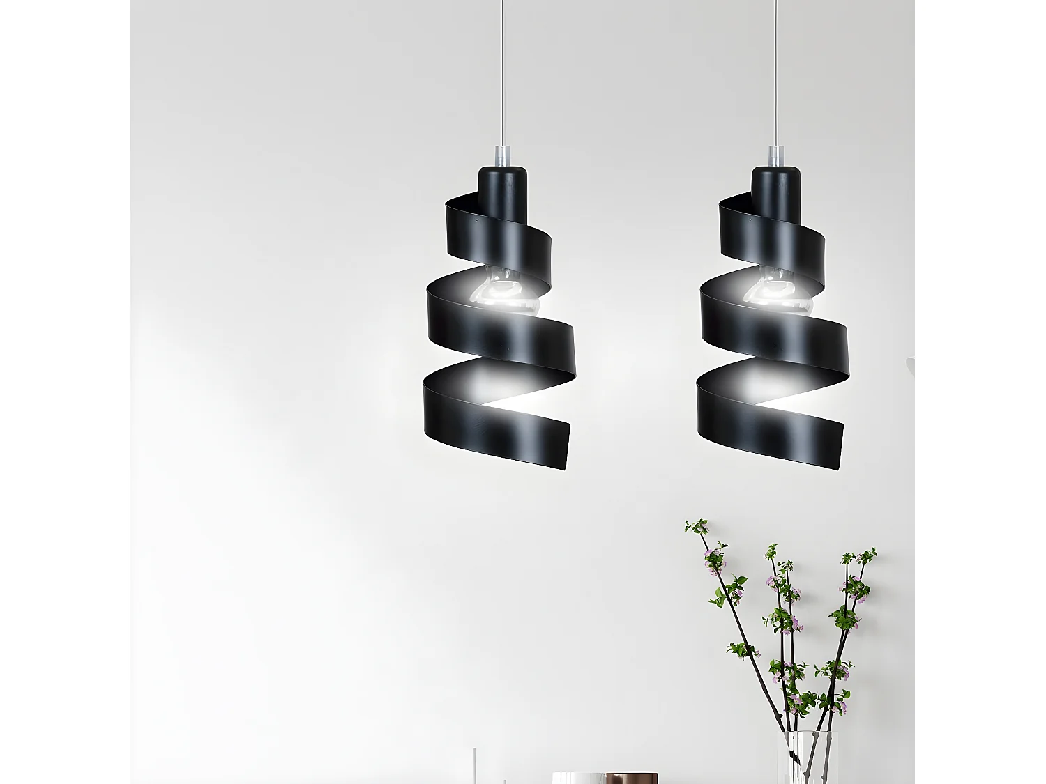 Candeeiro Suspenso Saga, Preto, 40x100x14 cm, Seven Design