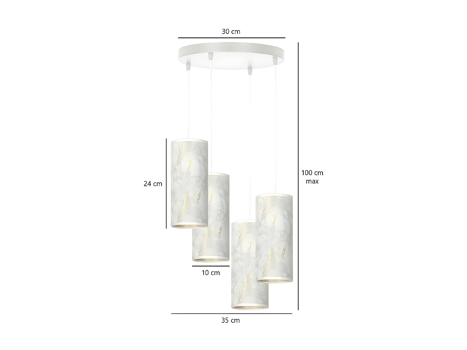Candeeiro Suspenso Karli 3, Branco, 35x100x22 cm, Seven Design
