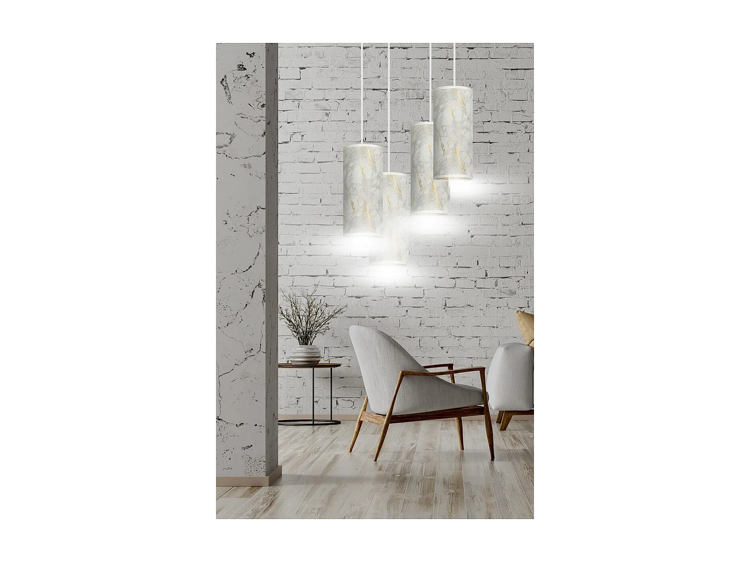 Candeeiro Suspenso Karli 3, Branco, 35x100x22 cm, Seven Design
