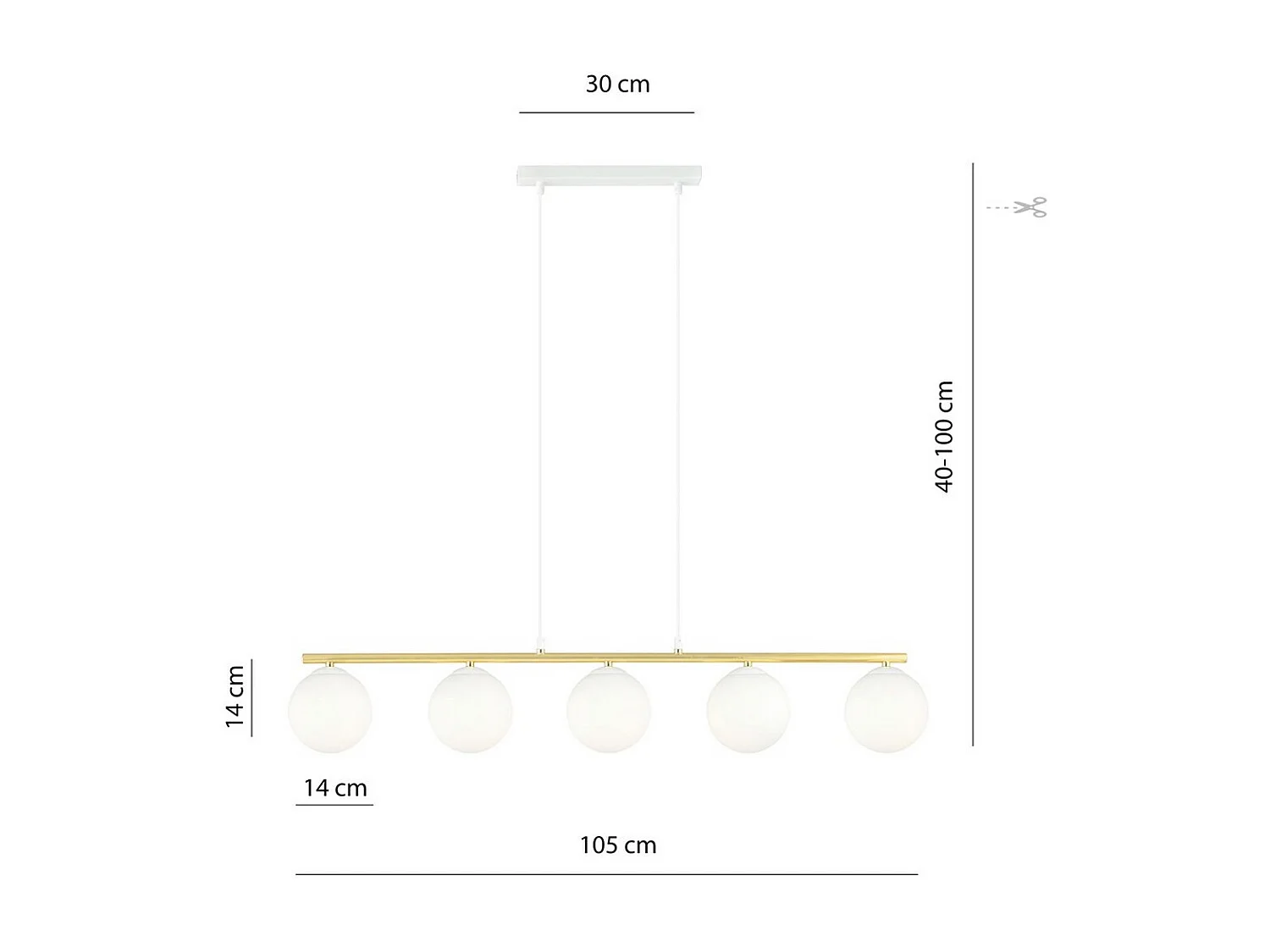 Candeeiro Suspenso Allora 1, Ouro, 105x100x14 cm, Seven Design