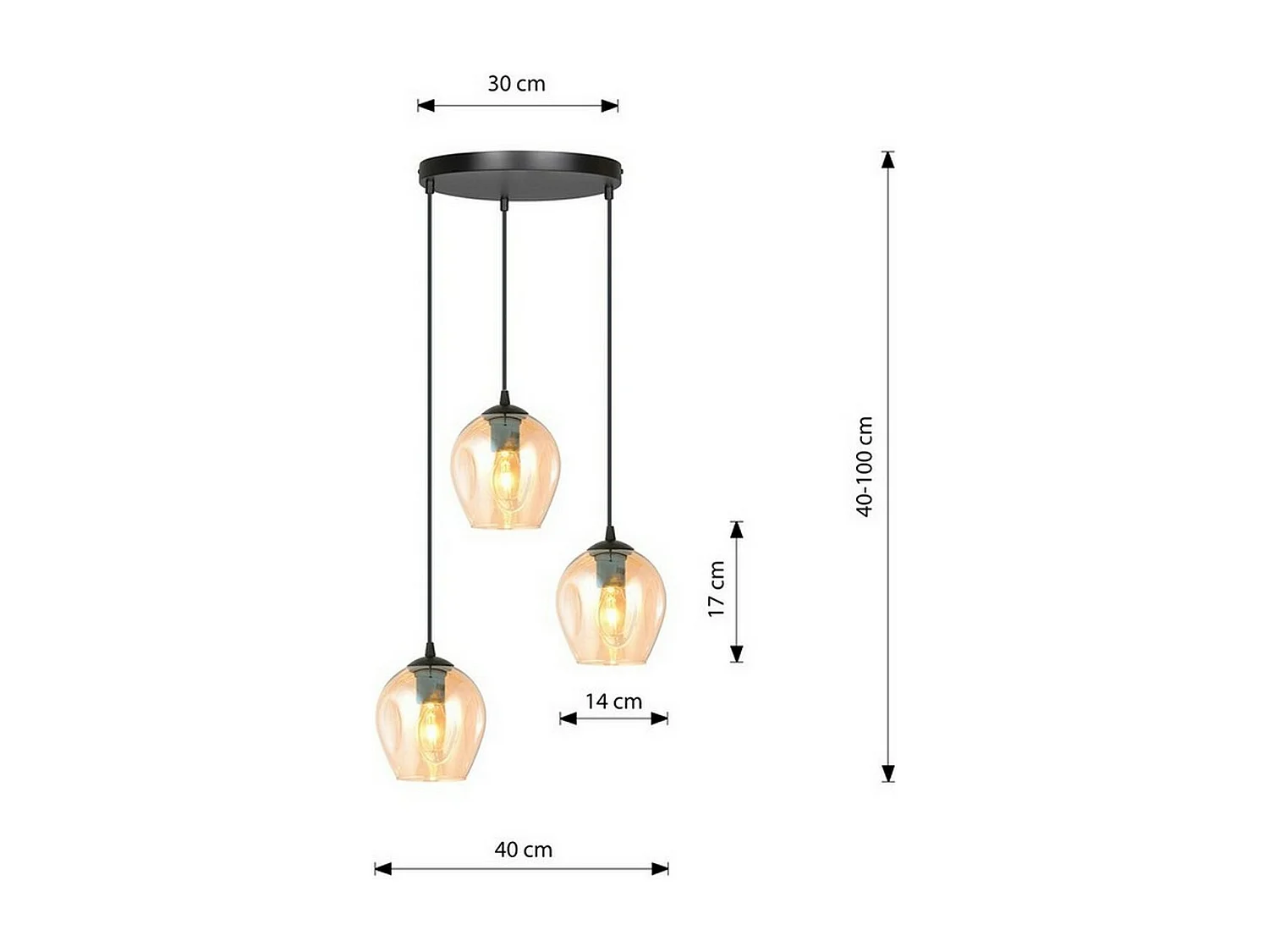 Suspension Istar 6, Ambre, 40x100x40 cm, Seven Design
