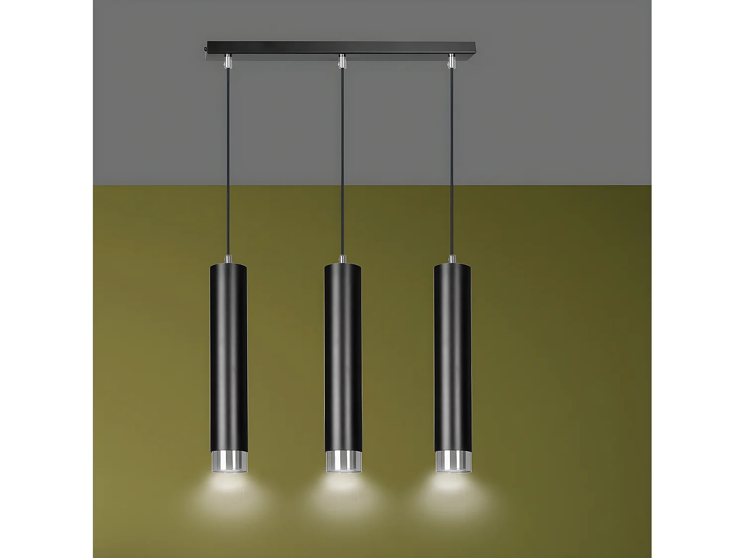 Suspension Kibo 6, Noir, 45x100x6 cm, Seven Design