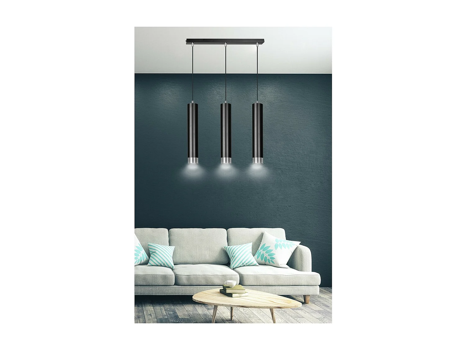 Suspension Kibo 6, Noir, 45x100x6 cm, Seven Design