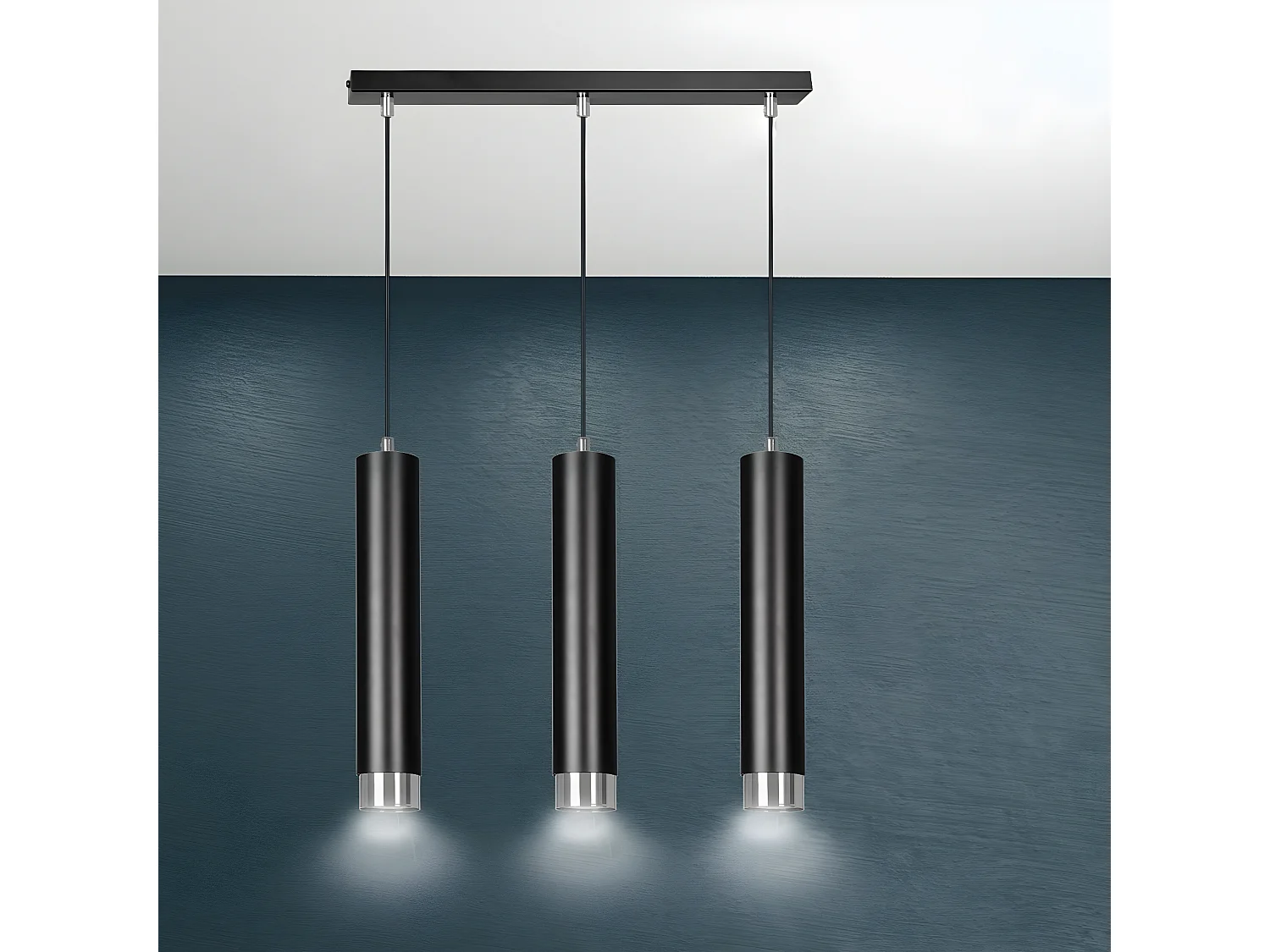 Suspension Kibo 6, Noir, 45x100x6 cm, Seven Design