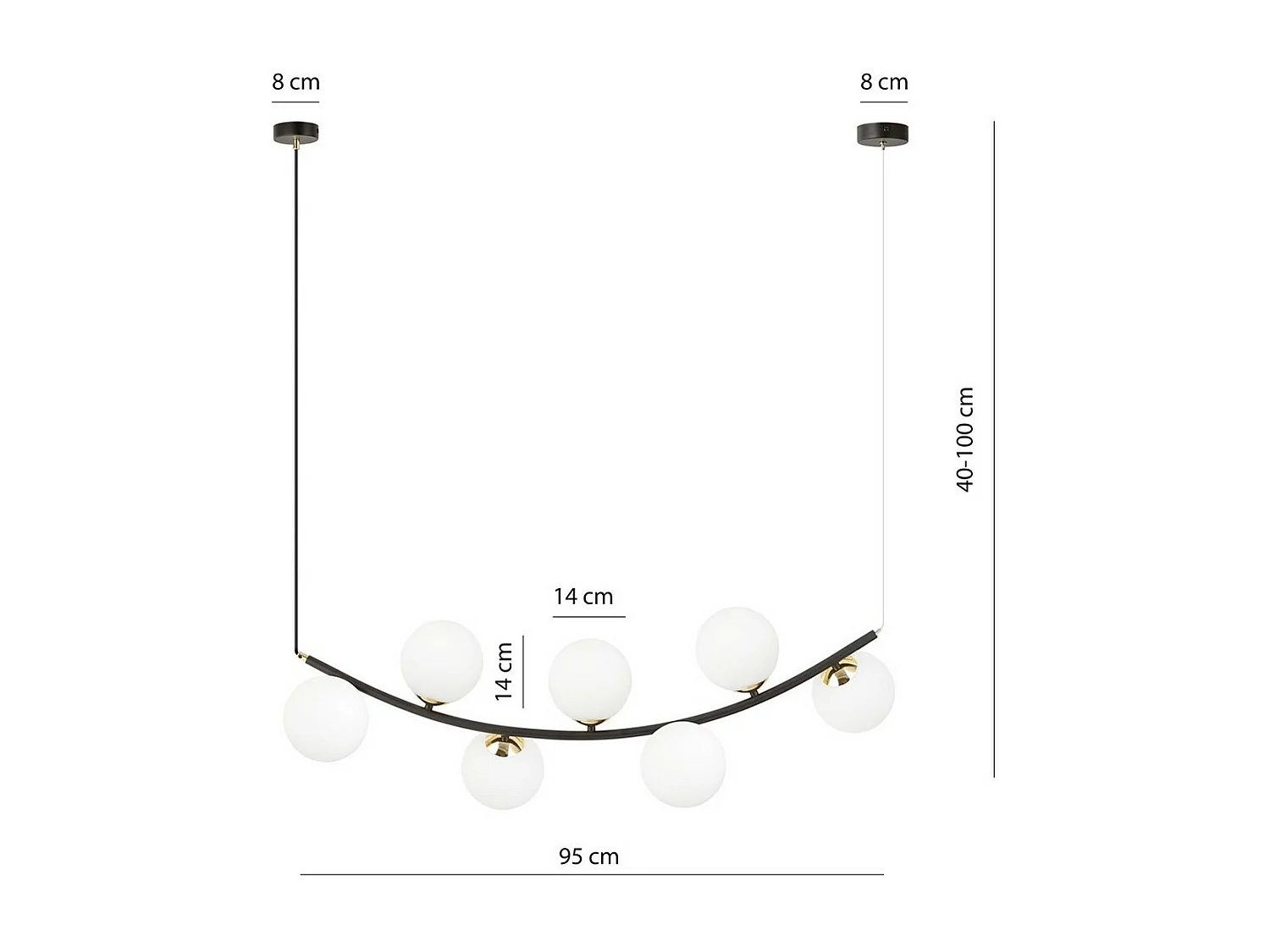 Lampada a Sospensione Ritz, Nero, 95x100x28 cm, EPIKASA
