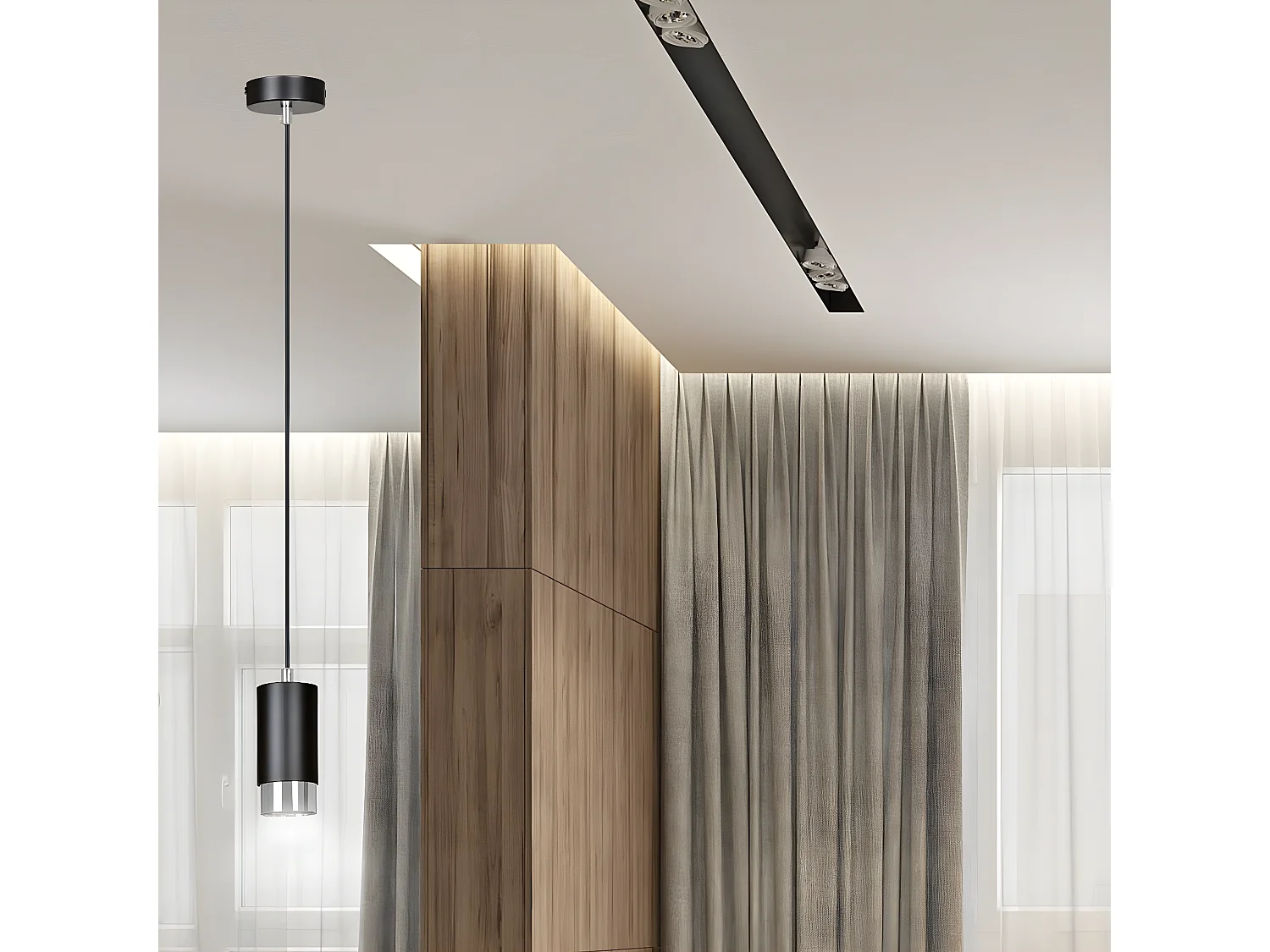 Hanglamp Fumiko 2, Zwart, 8x100x8 cm, Seven Design