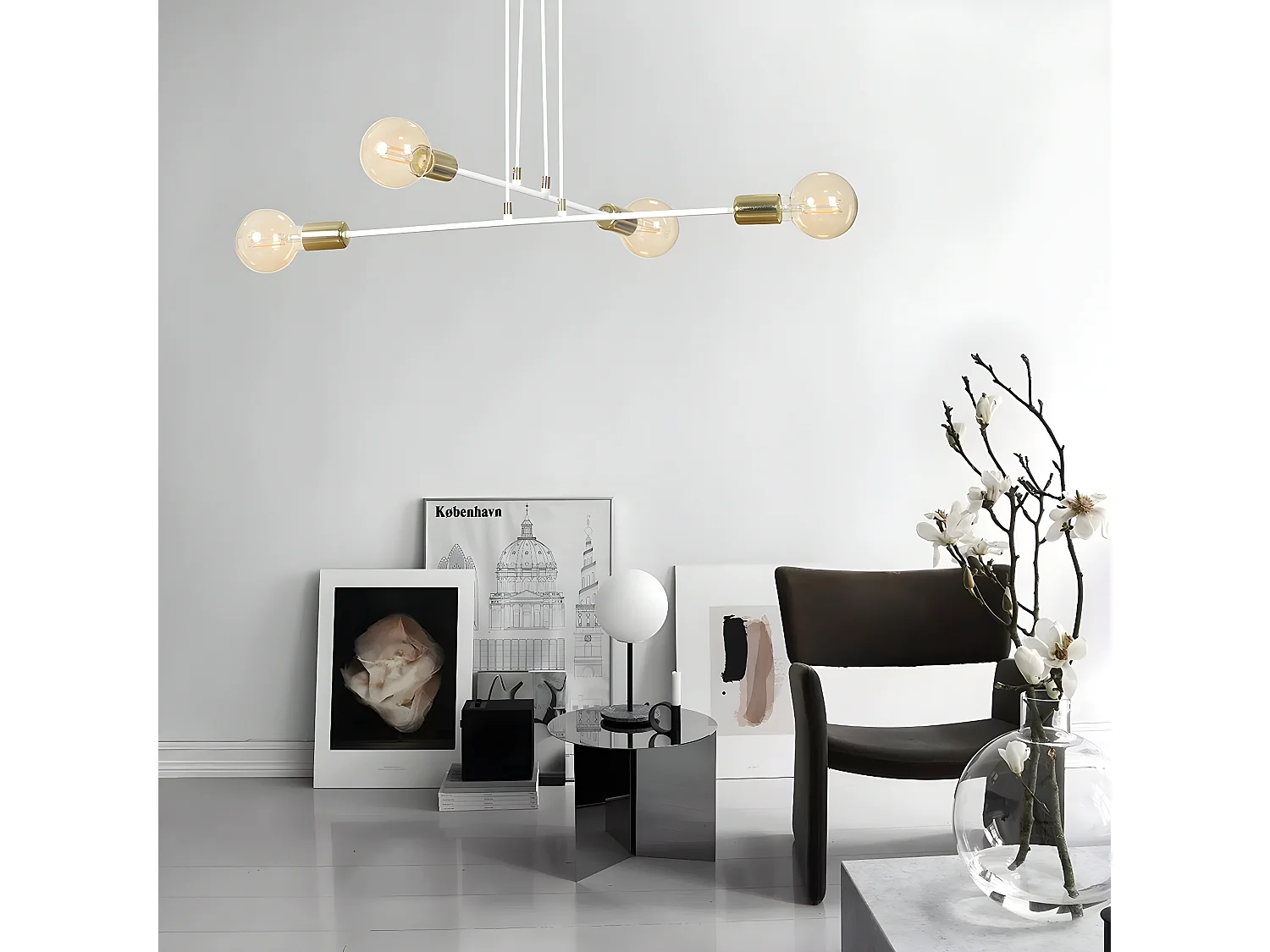 Candeeiro Suspenso Vesio, Branco, 70x100x70 cm, Seven Design