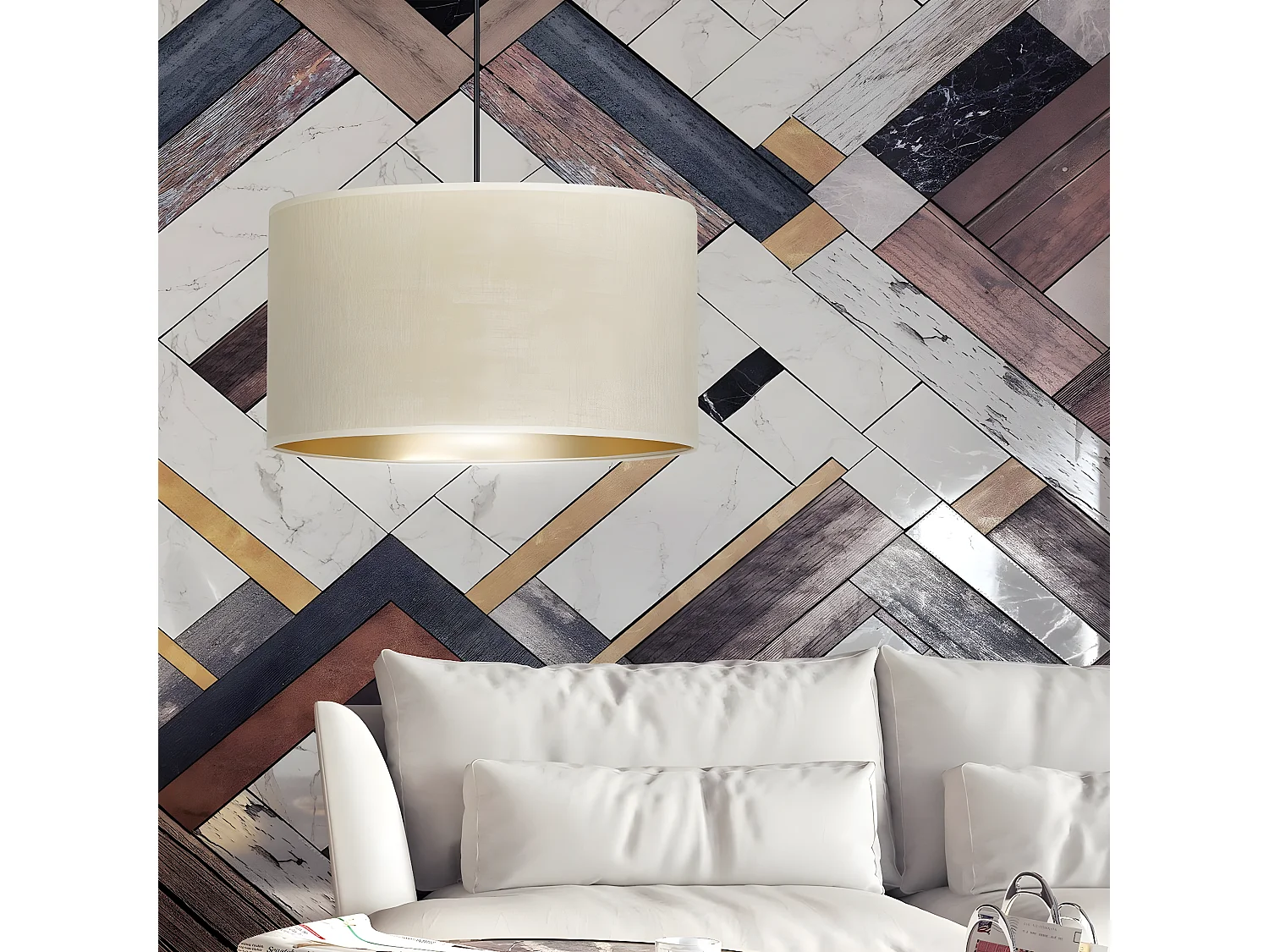 Lámpara de Suspensión Hilde, Blanco, 35x100x35 cm, Seven Design