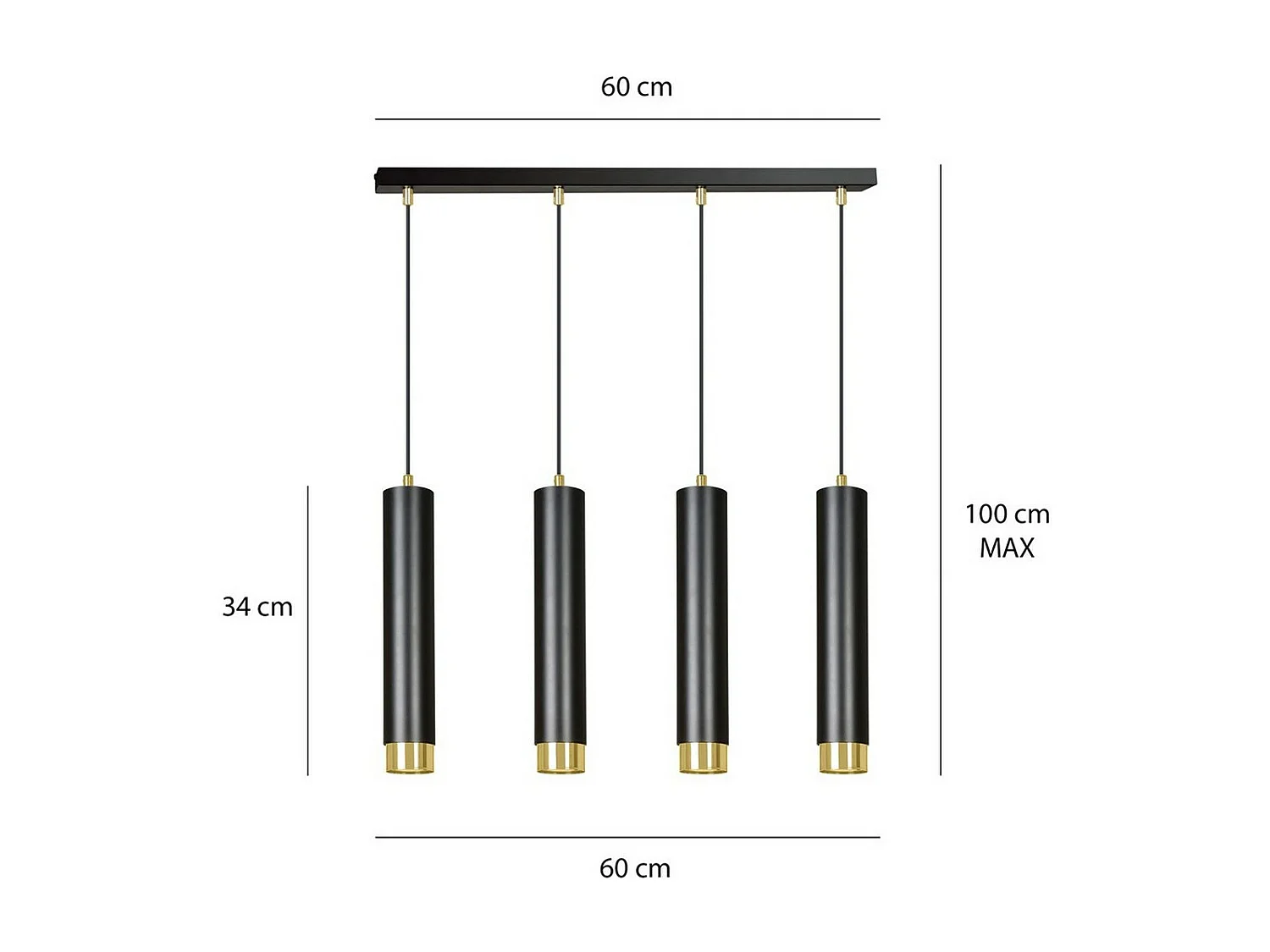 Suspension Kibo 11, Noir, 60x100x6 cm, Seven Design