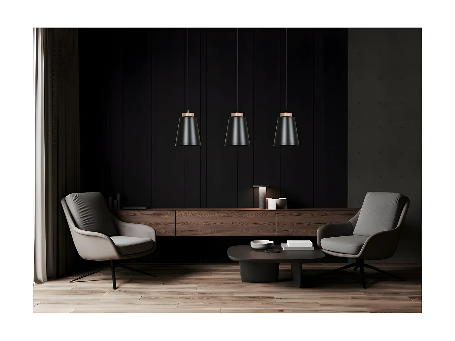 Candeeiro Suspenso Bolero, Preto, 14x100x14 cm, Seven Design