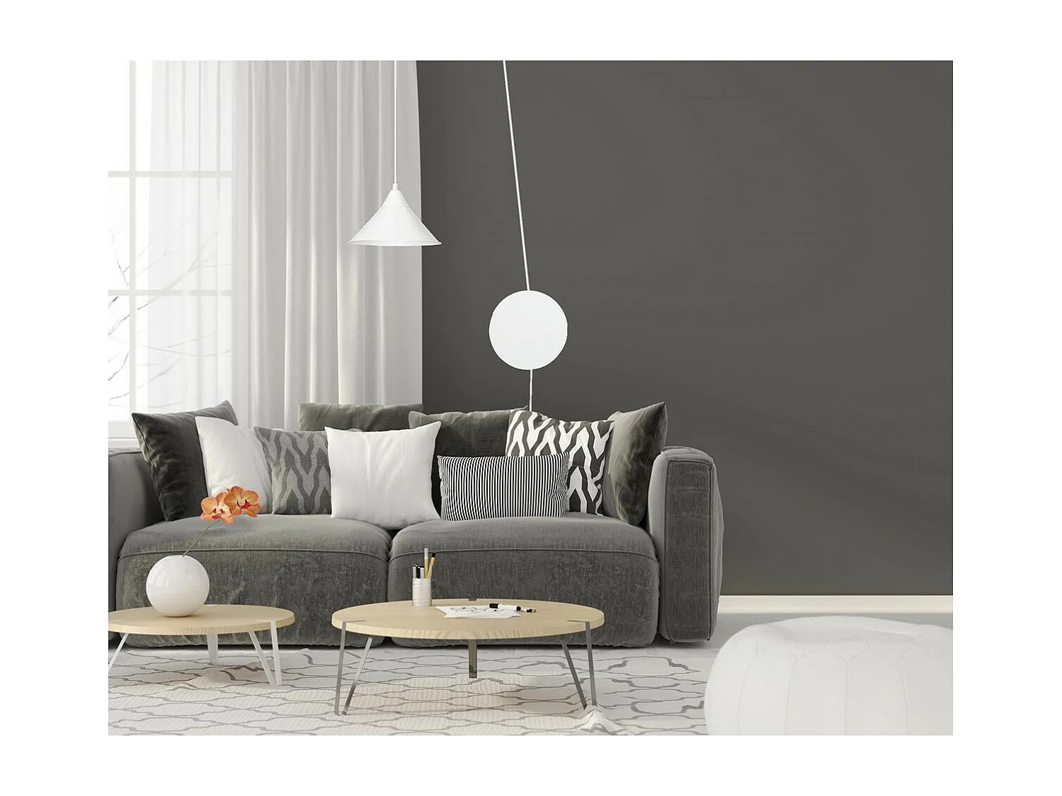 Candeeiro Suspenso Abramo 3, Branco, 400x400x60 cm, Seven Design