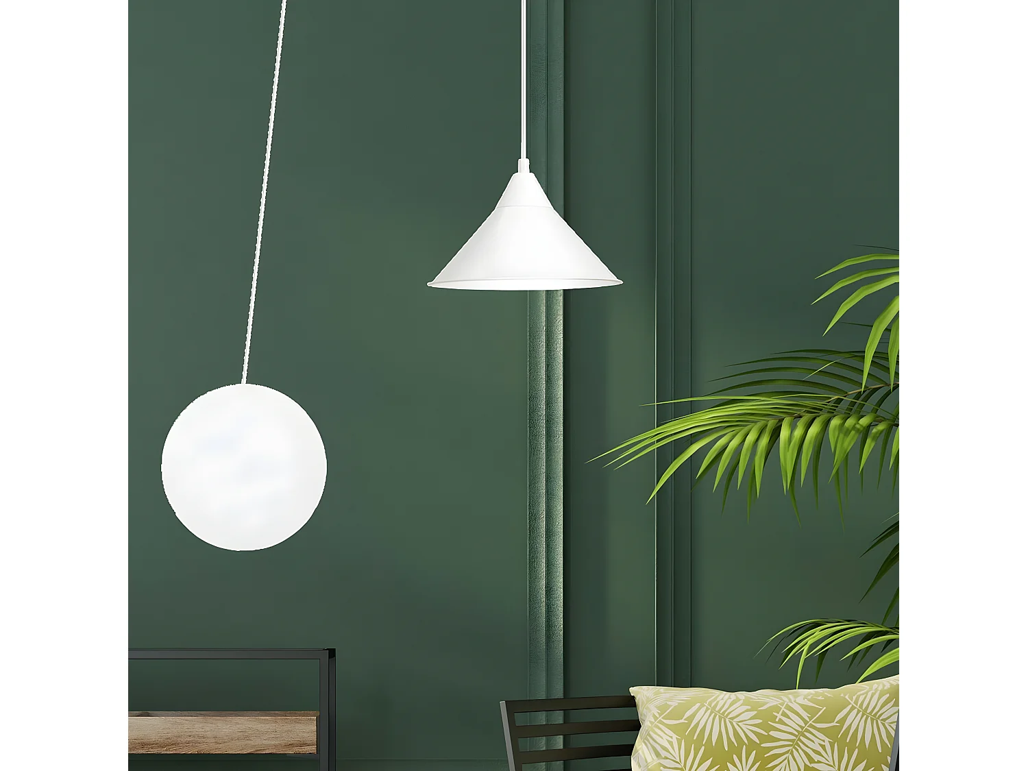 Candeeiro Suspenso Abramo 3, Branco, 400x400x60 cm, Seven Design