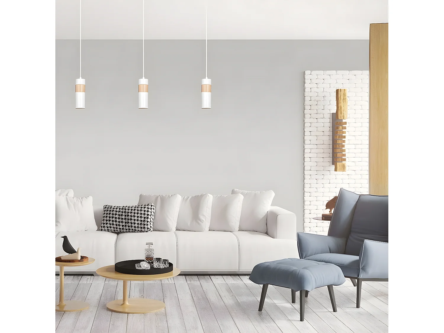 Hanglamp Akari, Wit, 10x100x10 cm, Seven Design