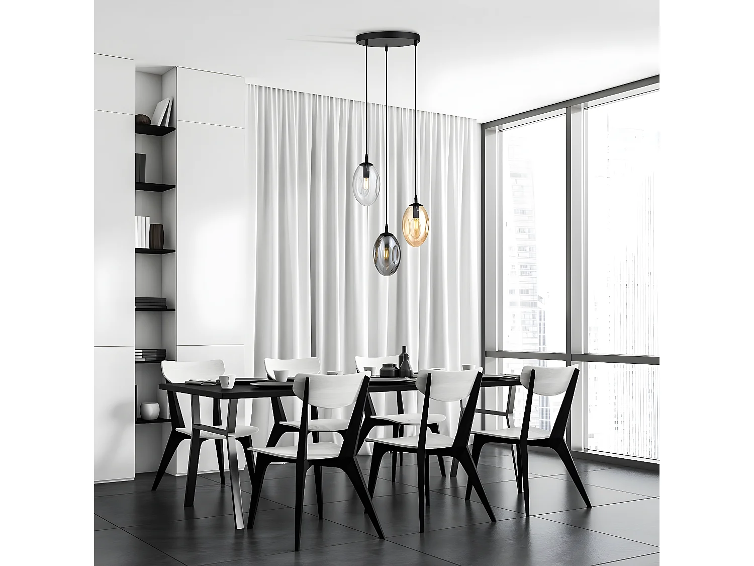 Hanglamp Astral 8, Zwart, 40x100x40 cm, Seven Design