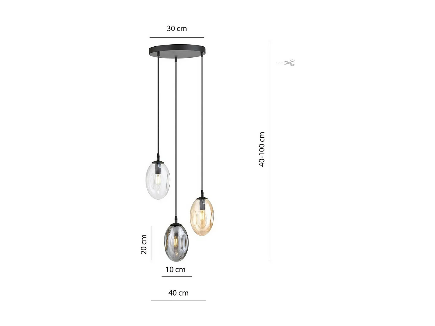 Hanglamp Astral 8, Zwart, 40x100x40 cm, Seven Design