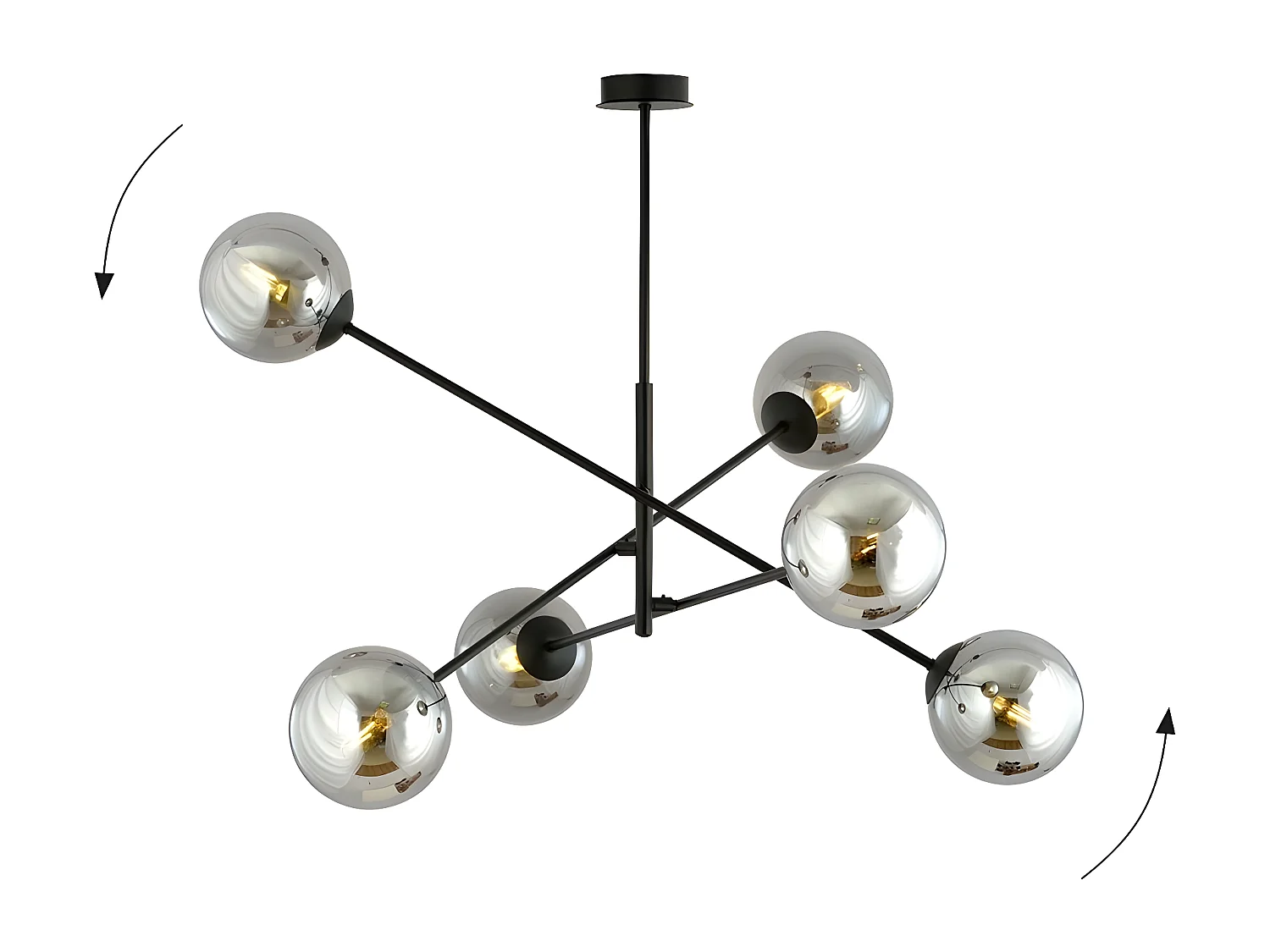 Lampada a Sospensione Linear 2, Nero, 102x51x102 cm, Seven Design