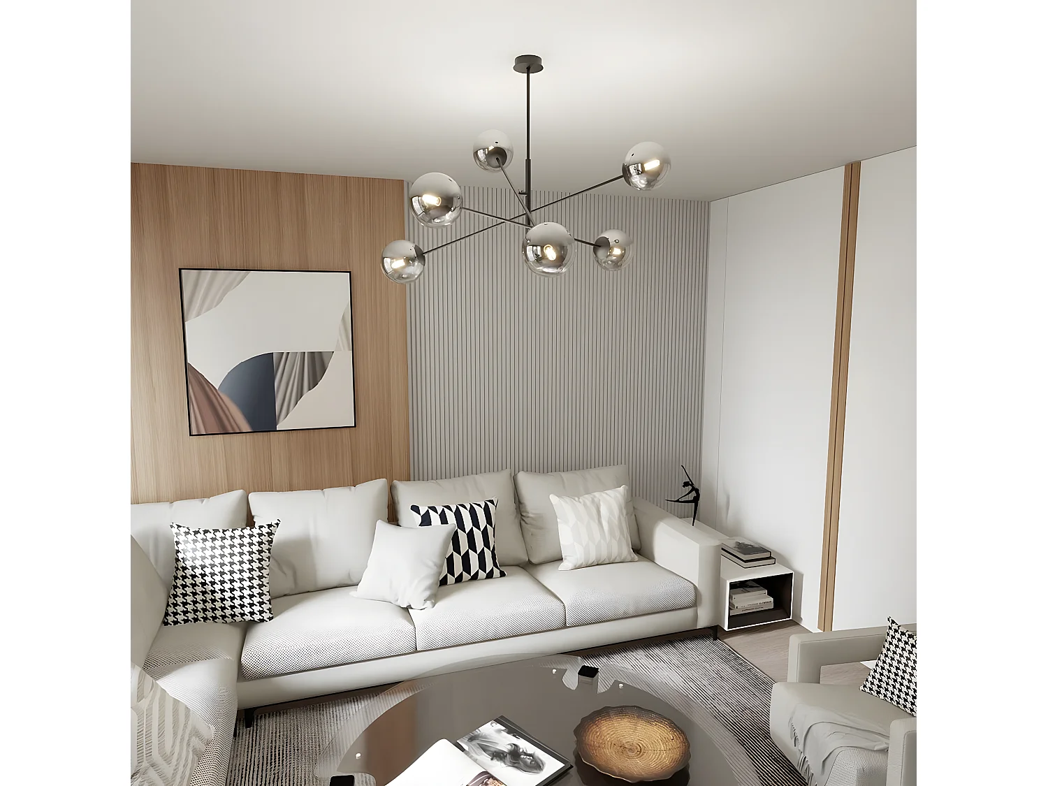 Lampada a Sospensione Linear 2, Nero, 102x51x102 cm, Seven Design